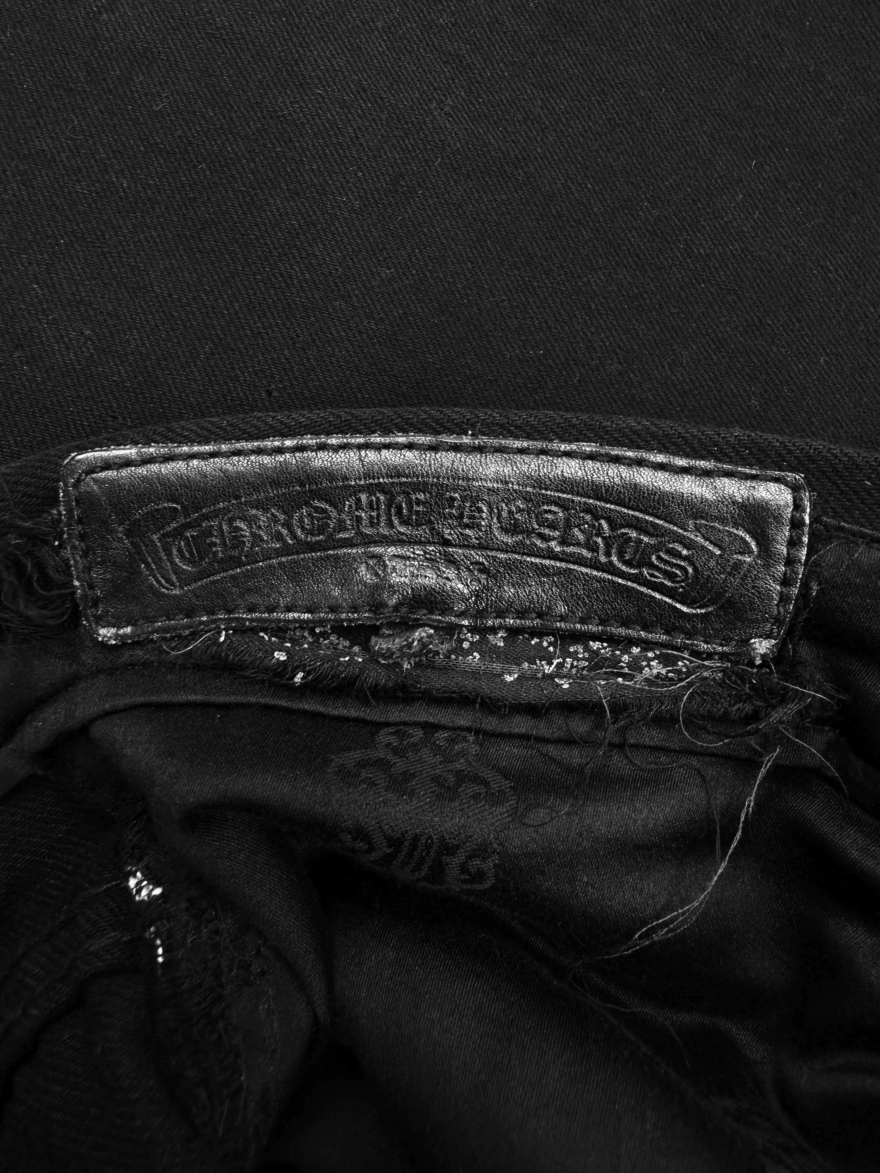 Chrome Hearts Flared .925 Silver Button Fly Black Scroll Denim