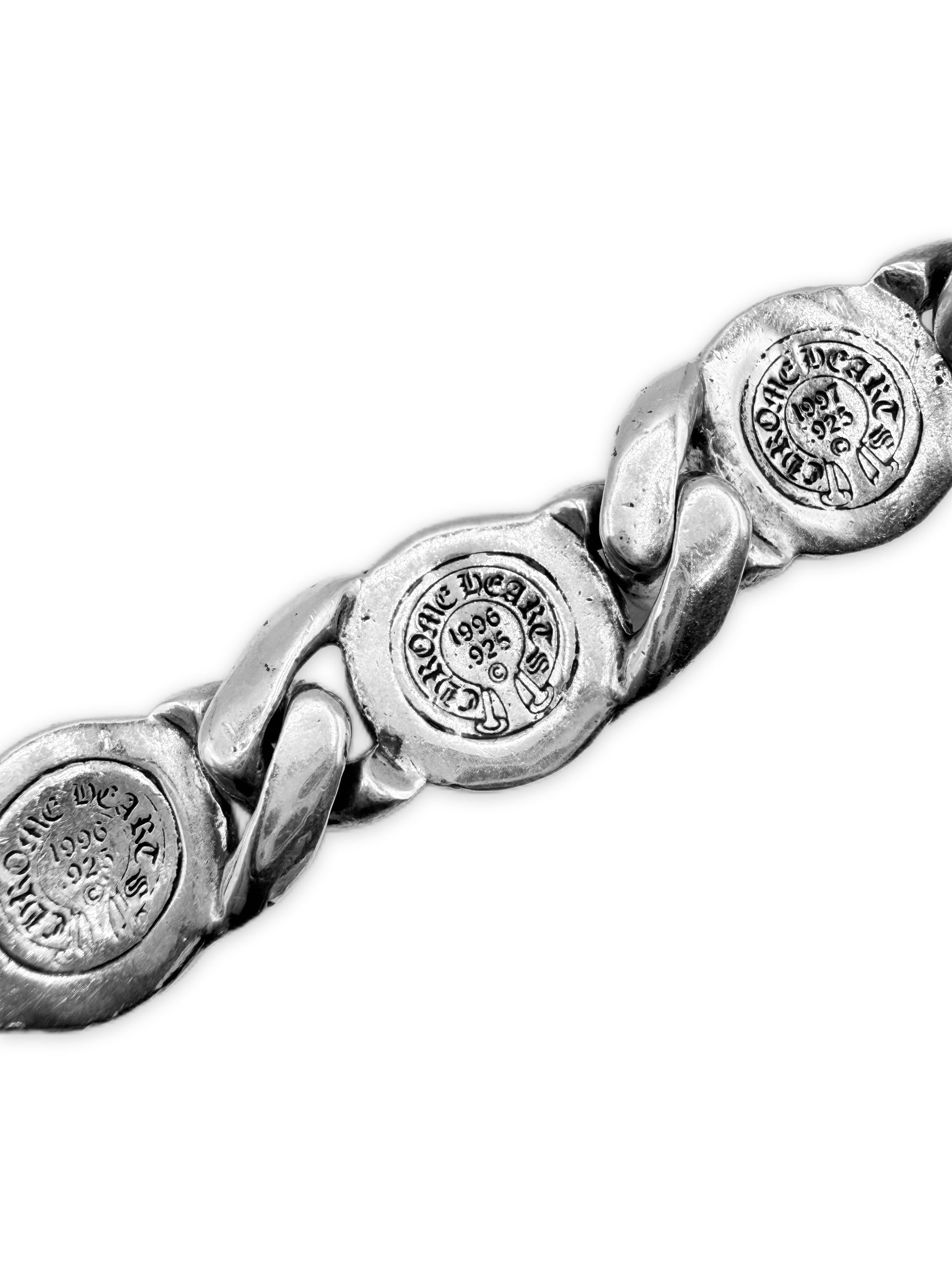 Chrome Hearts Elemental Link Box ID .925 Silver Bracelet