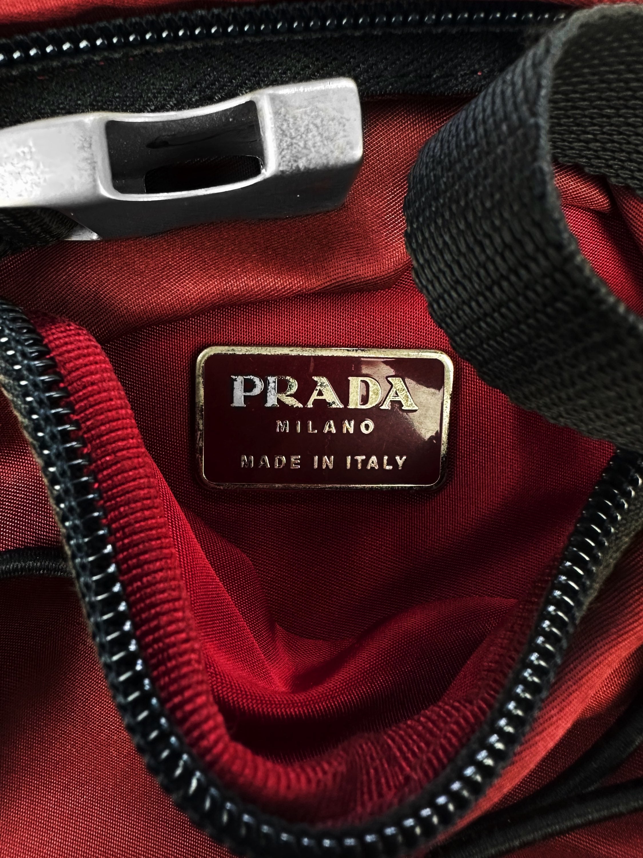 Prada Blood Red Laced Nylon Backpack