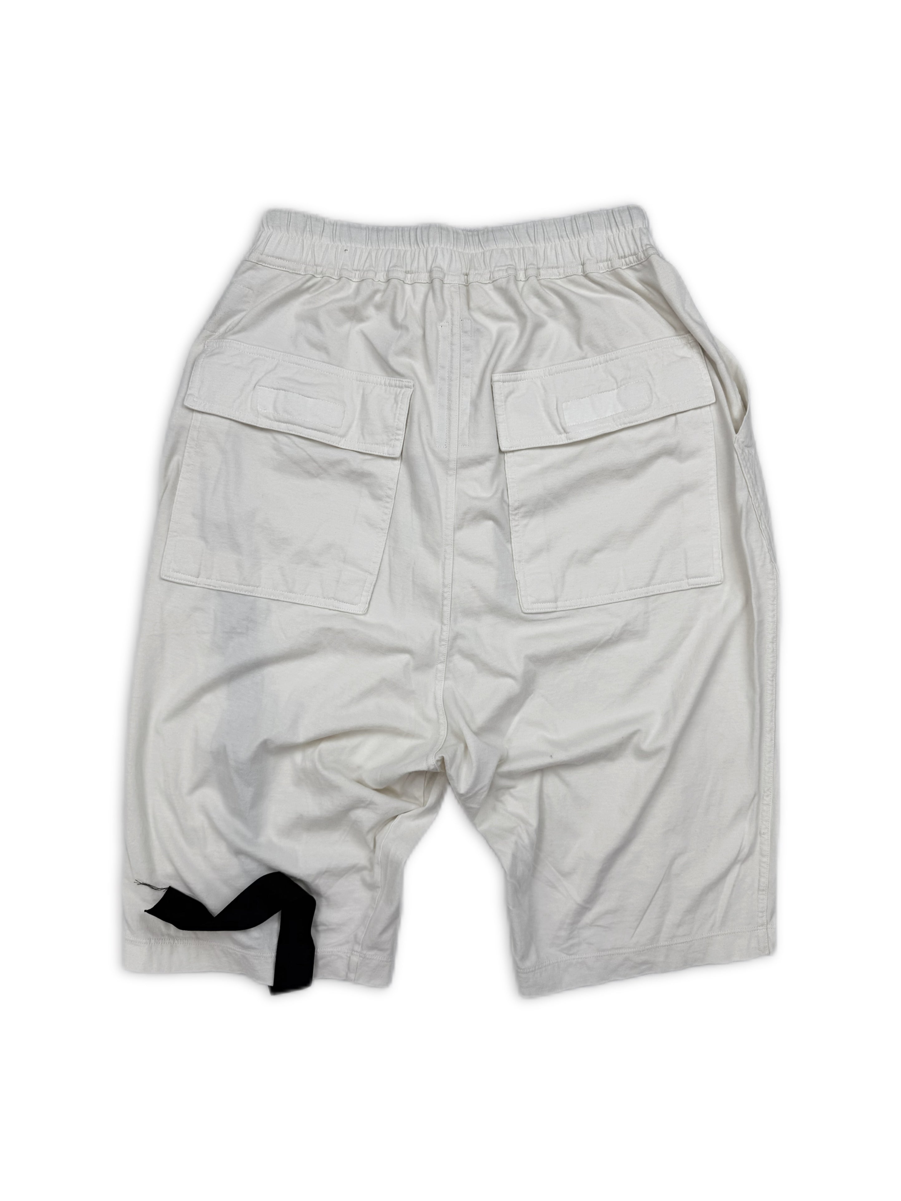 Rick Owens DRKSHDW White Drop Crotch Shorts