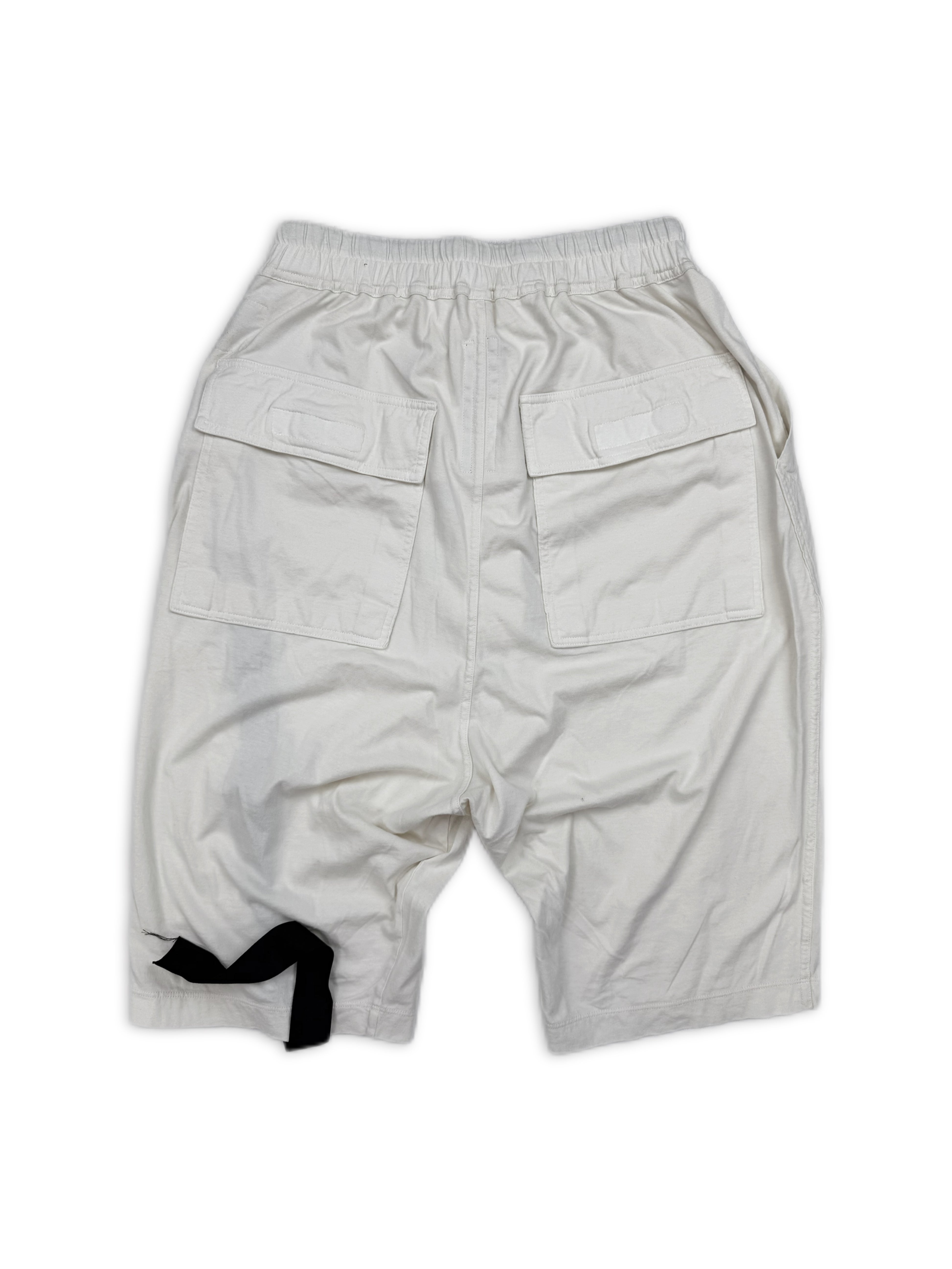 Rick Owens DRKSHDW White Drop Crotch Shorts