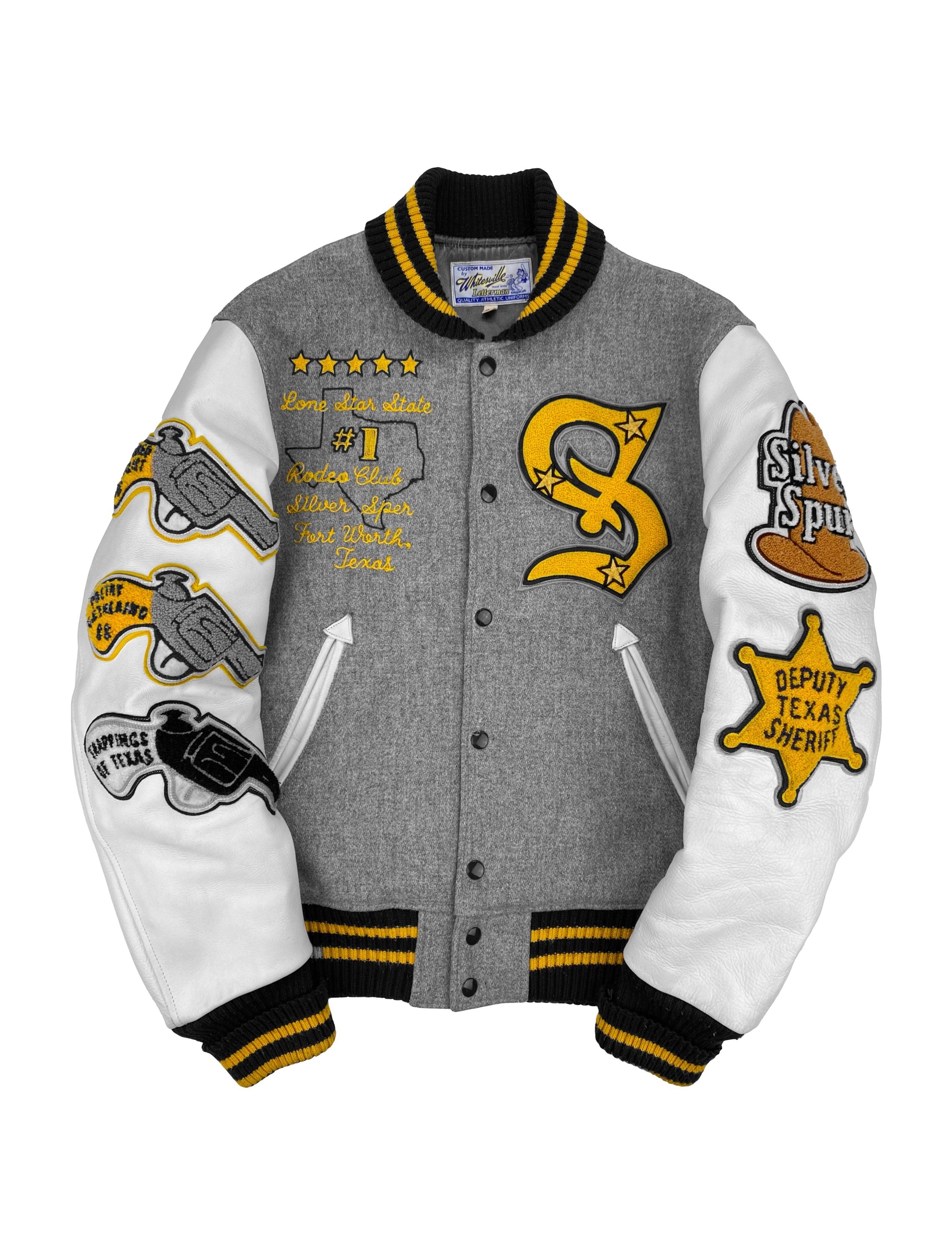 1960s Whitesville ‘Gun Slinger’ Leather Chenille Patched Varsity Jacket
