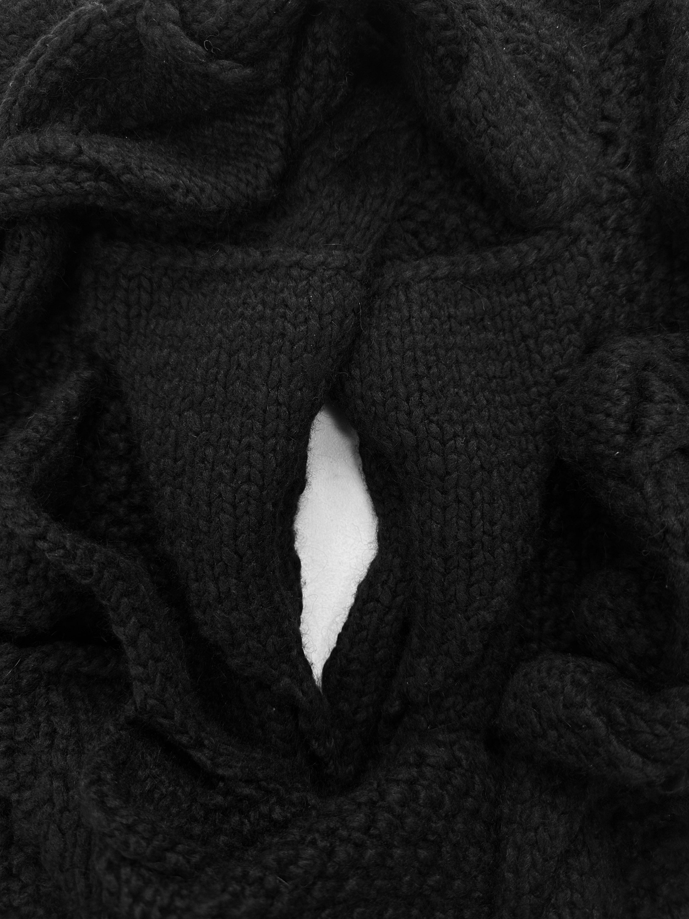 SS02 Helmut Lang ‘Braided’ Cashmere Black Cut Out Knitted Sweater