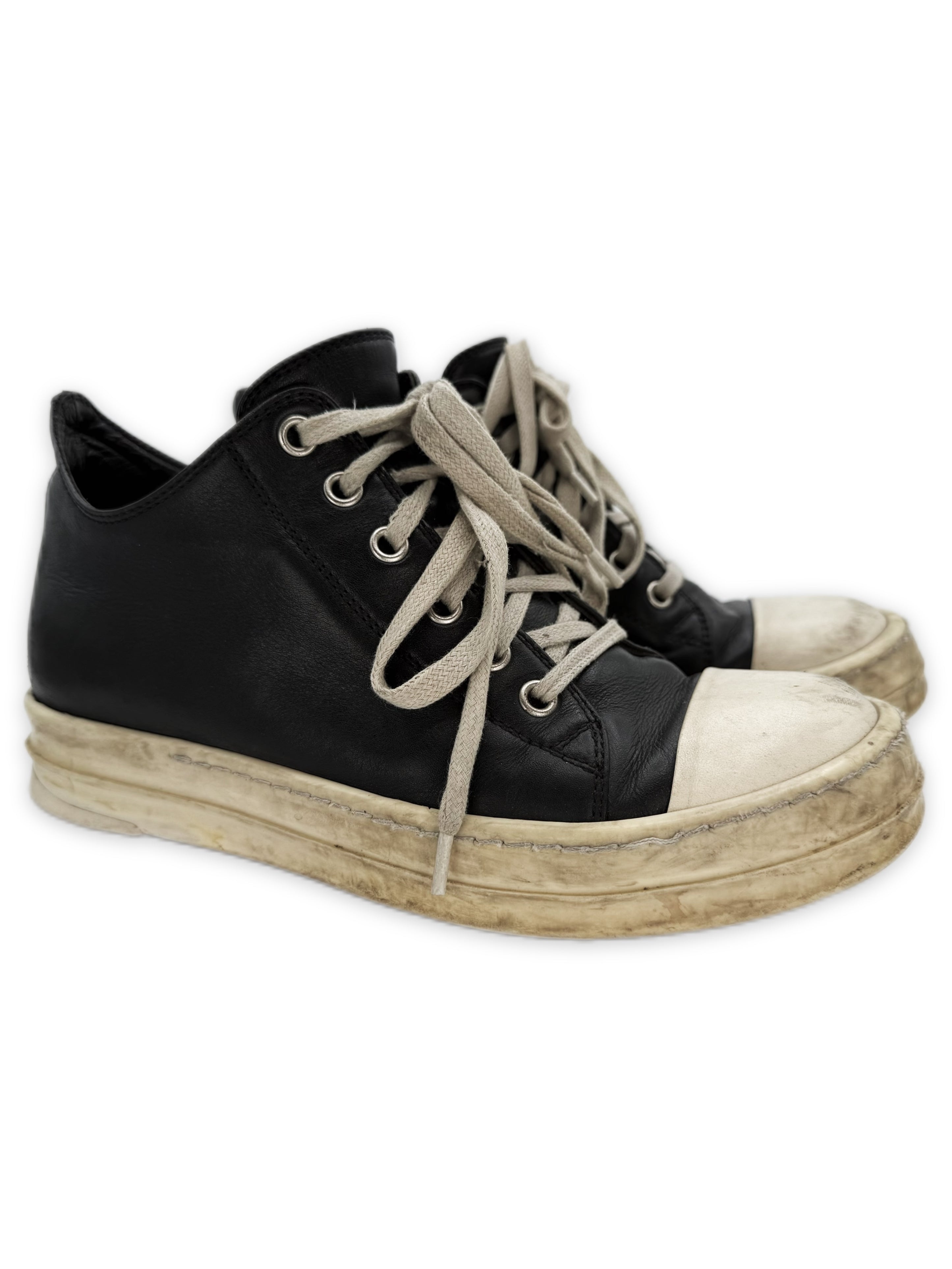 Rick Owens ‘Ramone’ Low-top Black Leather Sneakers
