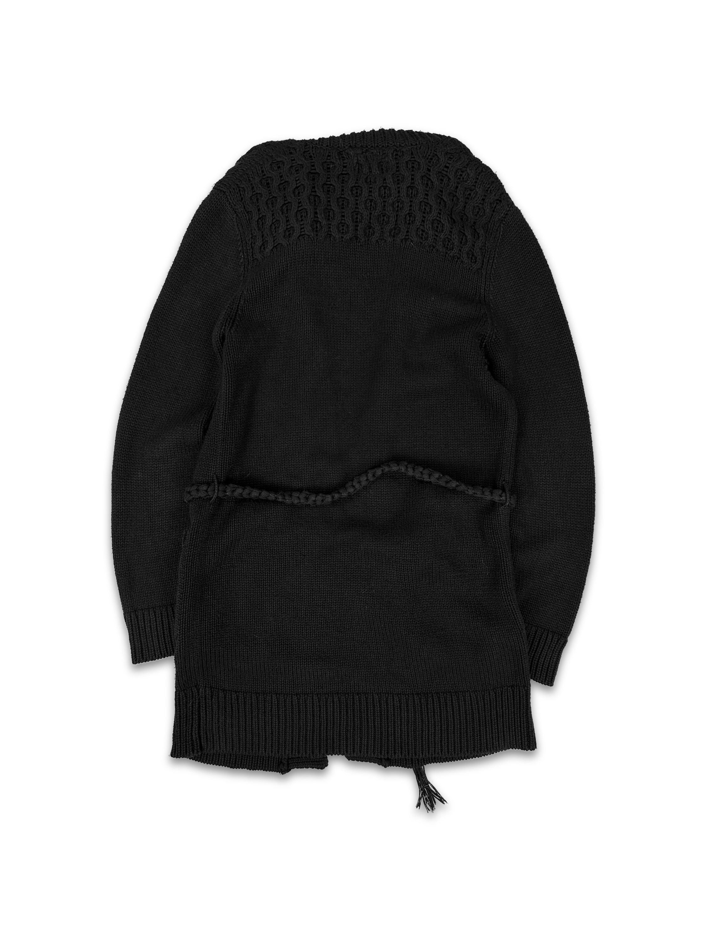 00s Number (N)ine Black Knitted ‘Rope Belt’ Full Length Cardigan