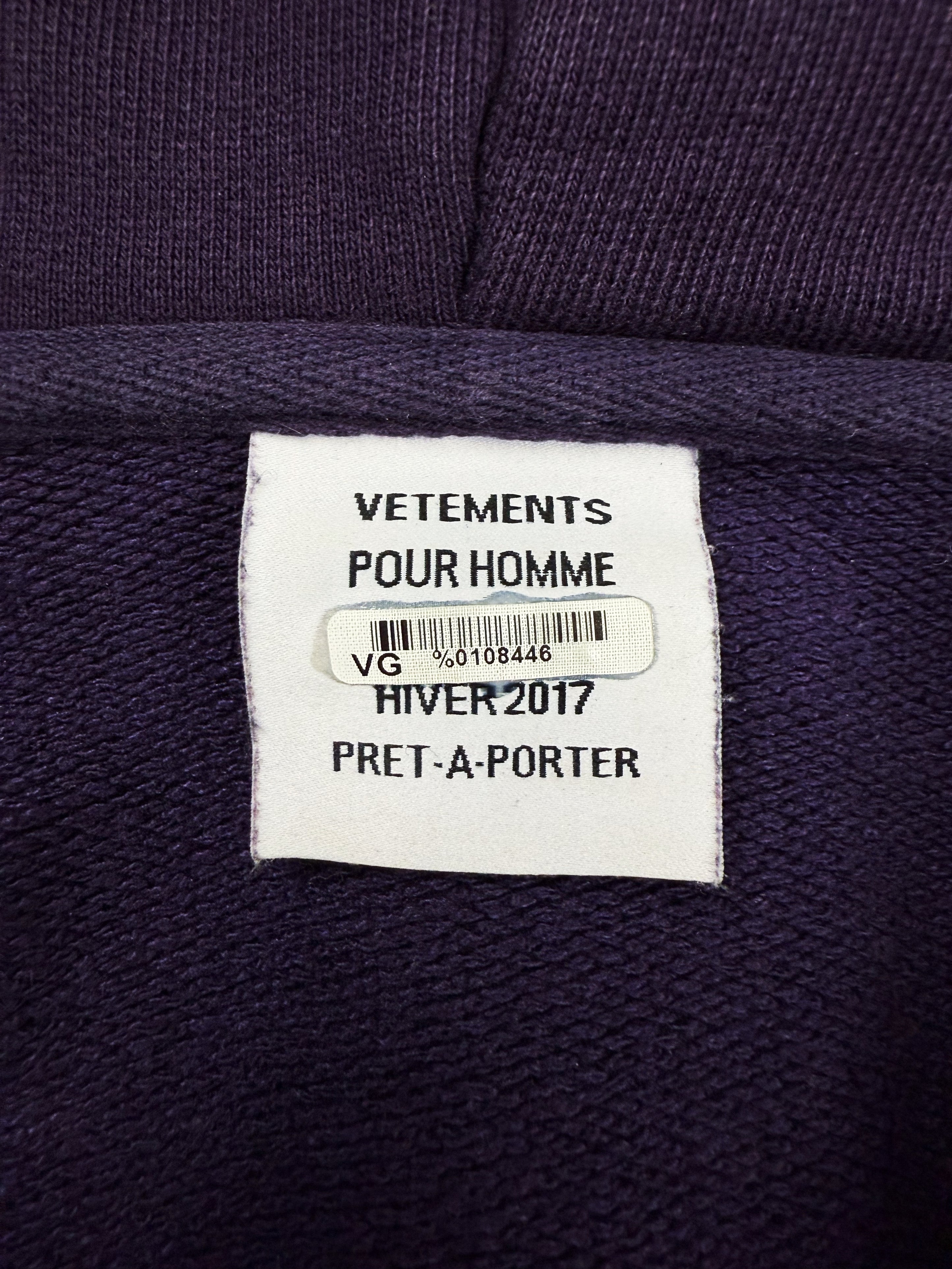 AW16 Vetements Homme ‘Sexual Fantasies’ Purple 1/50 Zip-up Hoodie