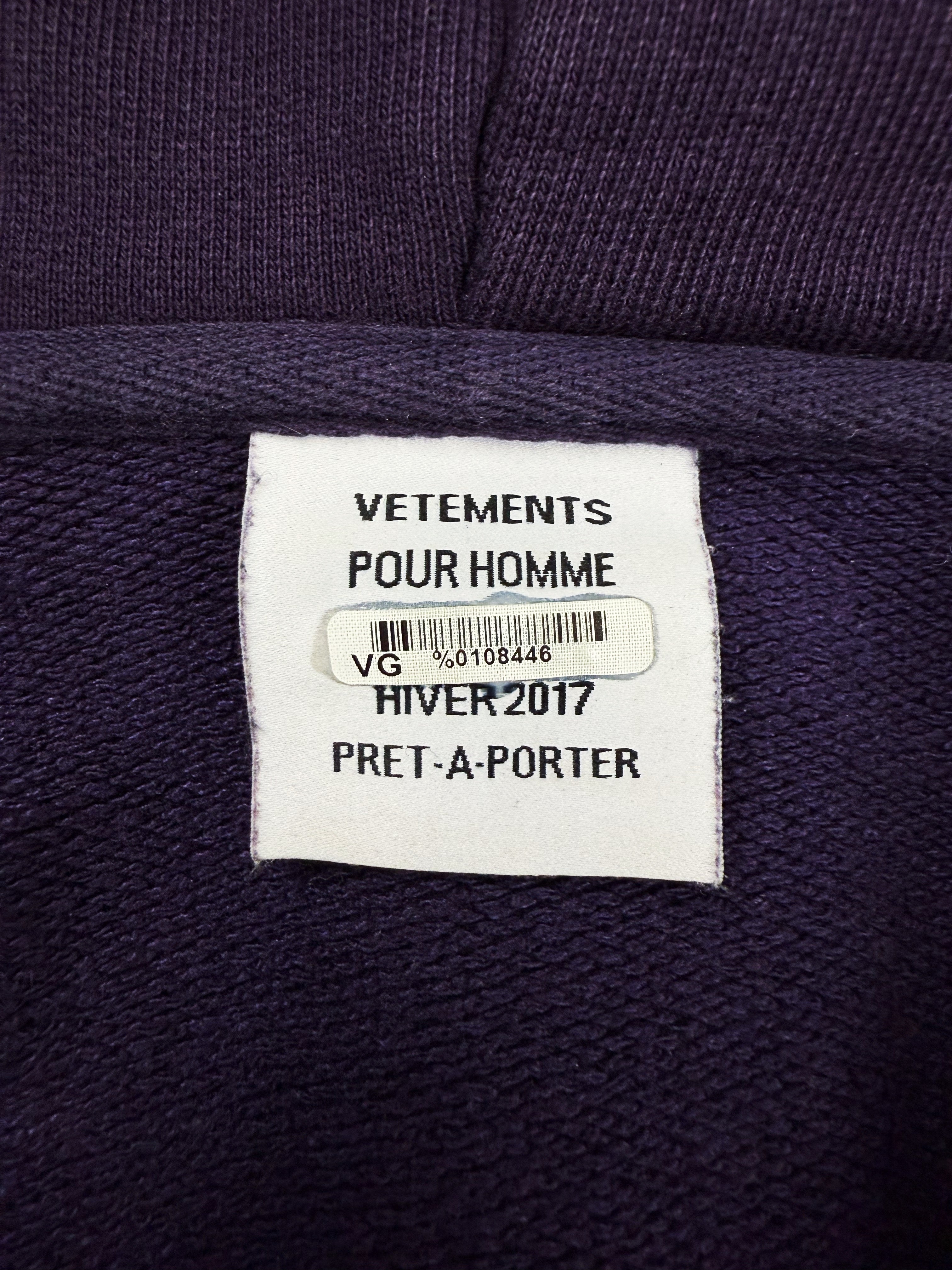 AW16 Vetements Homme ‘Sexual Fantasies’ Purple 1/50 Zip-up Hoodie