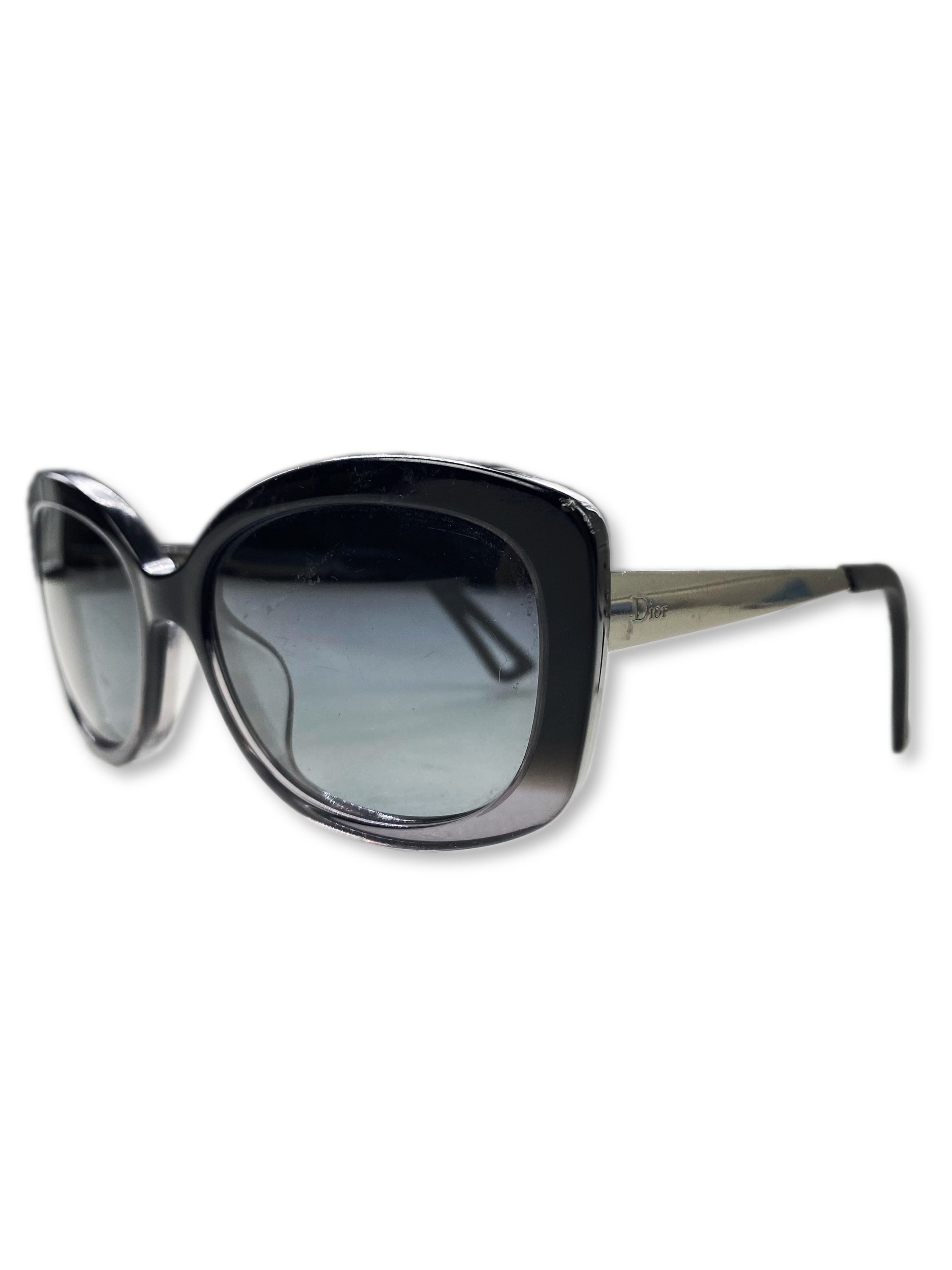 Dior Boxy Frame Etched Logo Ombré Blue Tint Sunglasses