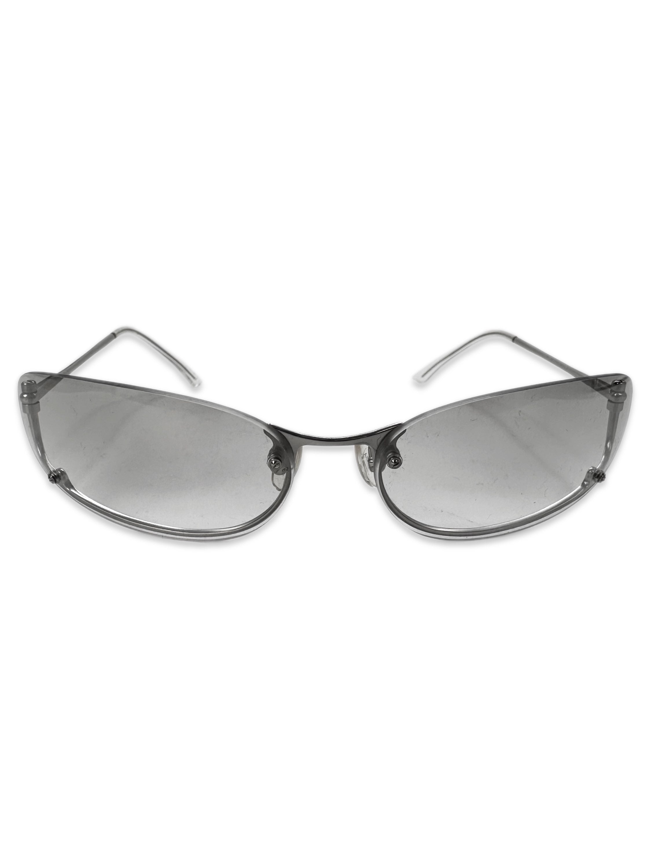 00s Prada Rimless Clear Tint Metallic Sunglasses