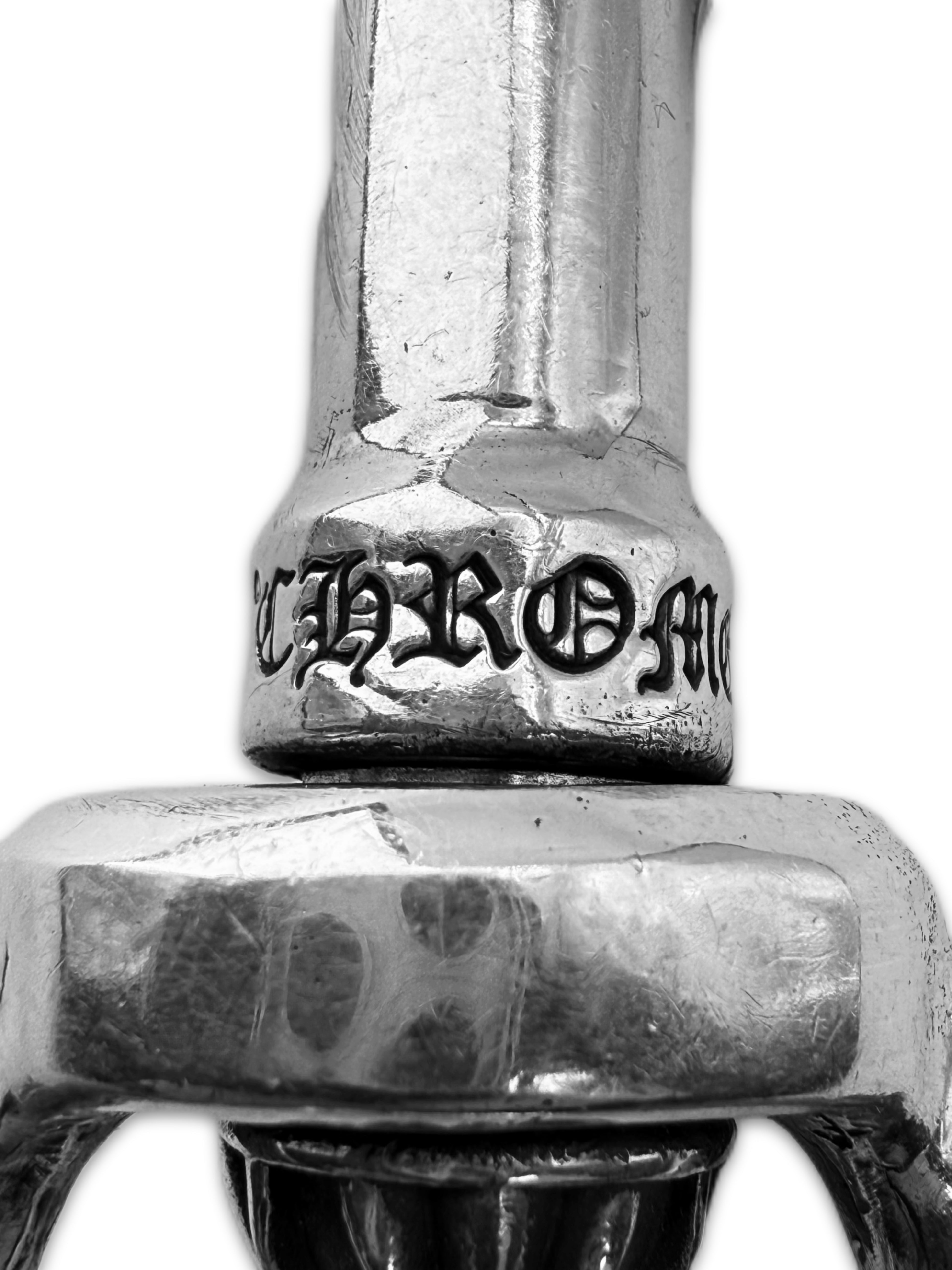 Chrome Hearts .925 Silver Hand Etched Cross Carabiner Clip