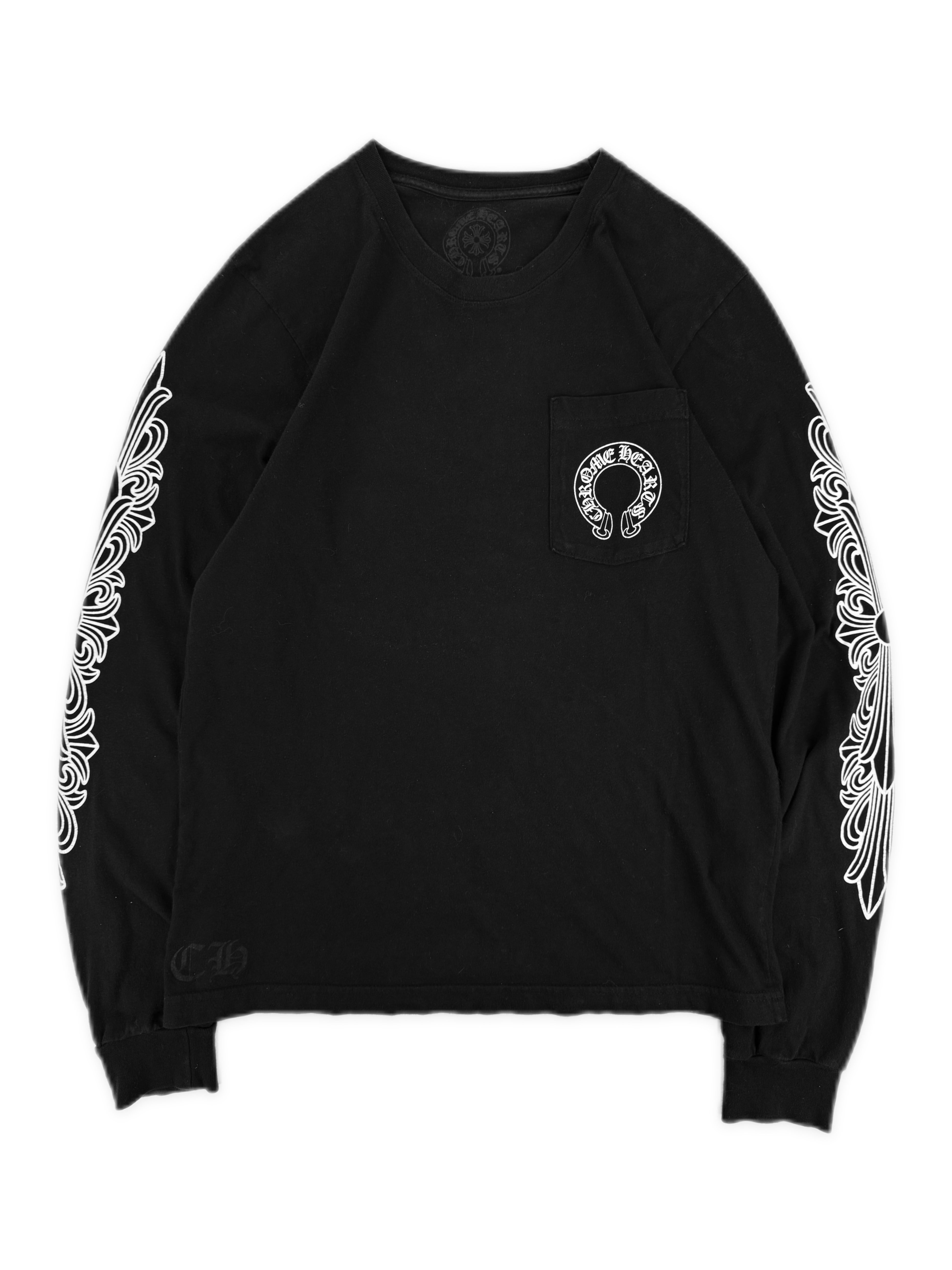 Chrome Hearts Horse Shoe Floral Black Long Sleeve Shirt