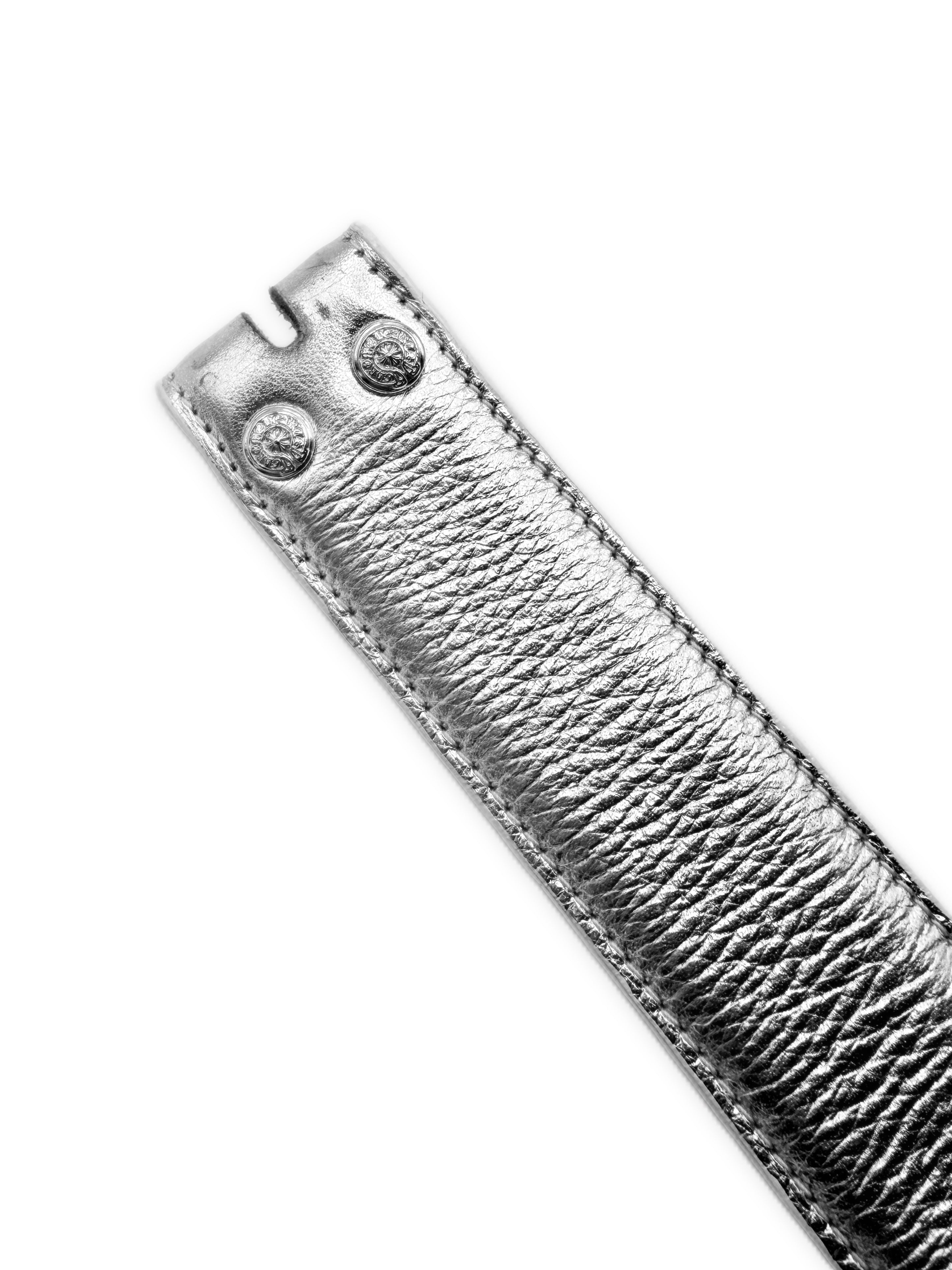 Chrome Hearts Silver Gunslinger Rhodium Leather Belt Strap