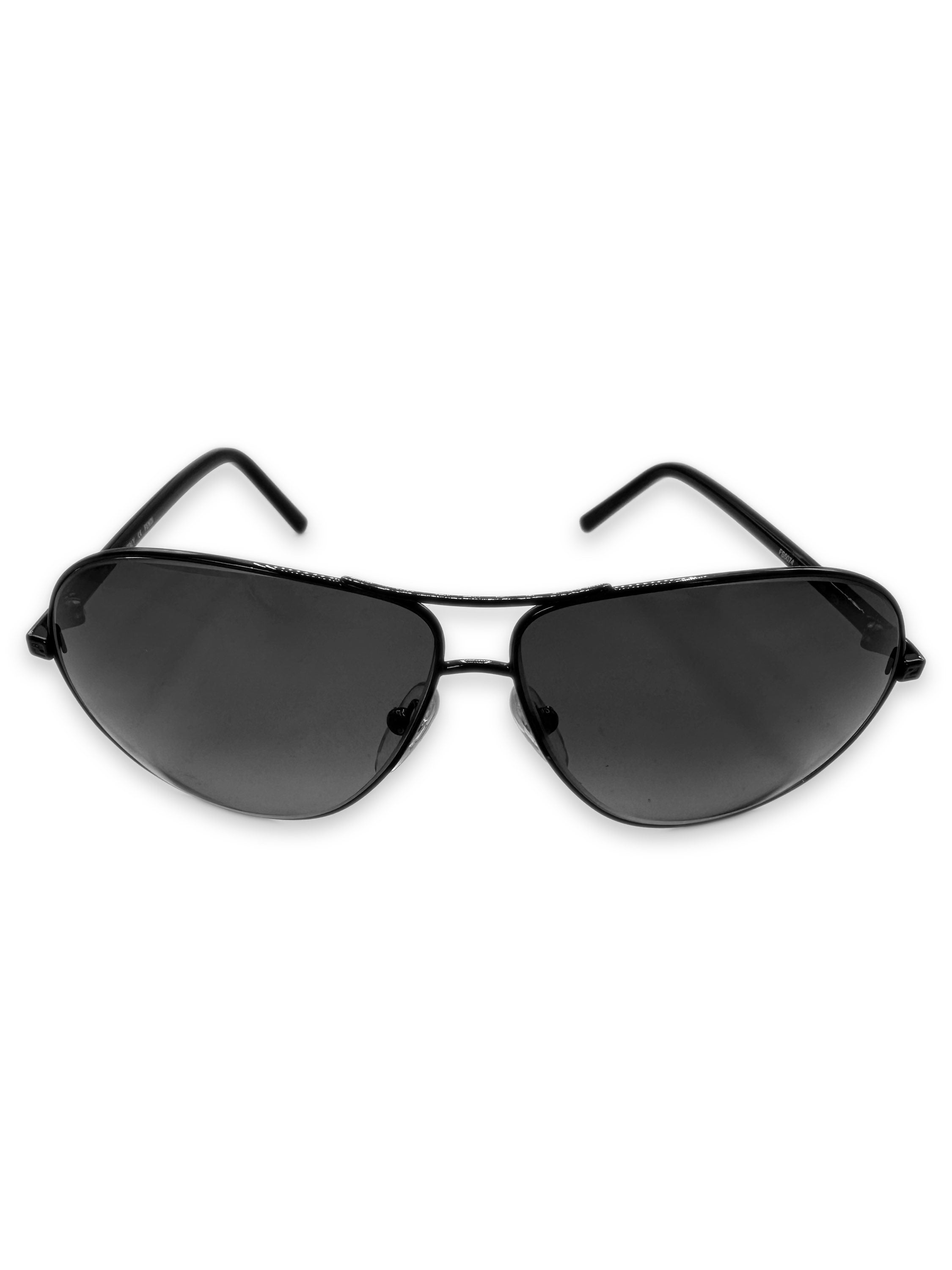 Fendi Monogram Logo Black Aviator Sunglasses