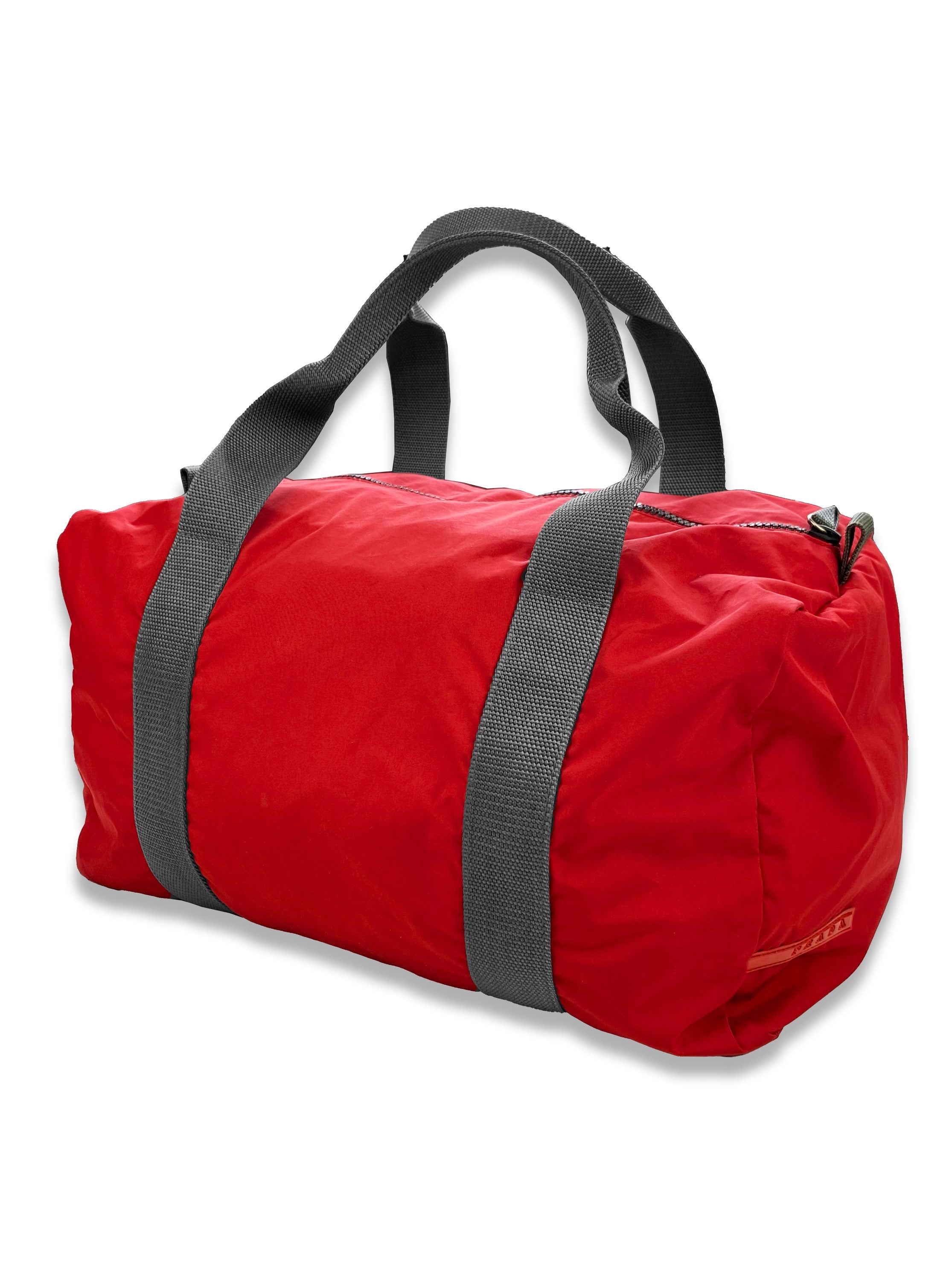 2000’s Prada Sport Cherry Red Nylon Two Tone Mini Duffle Bag
