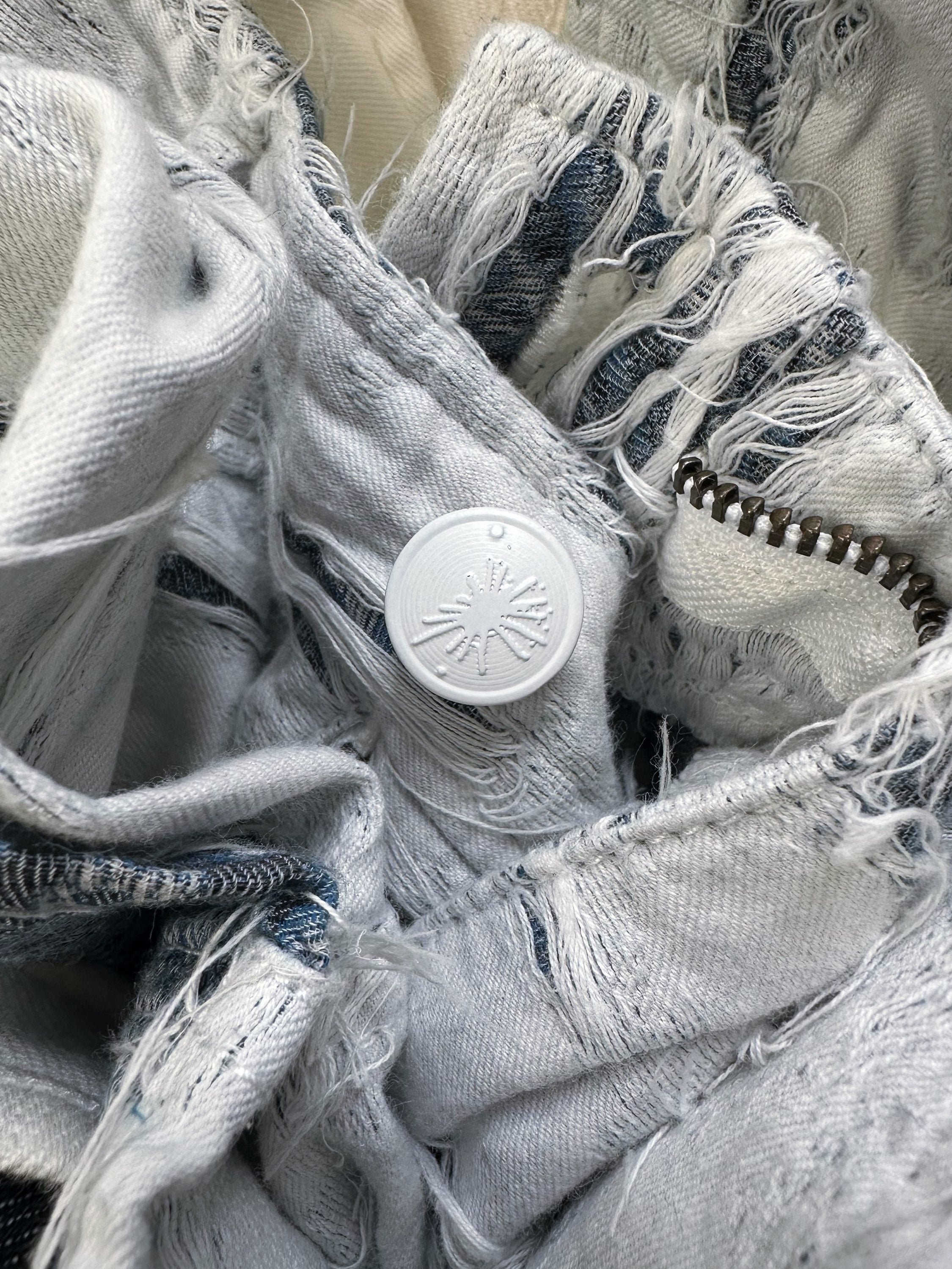 00s Mihara Yasuhiro ‘Mummy’ Distressed White Denim Skirt