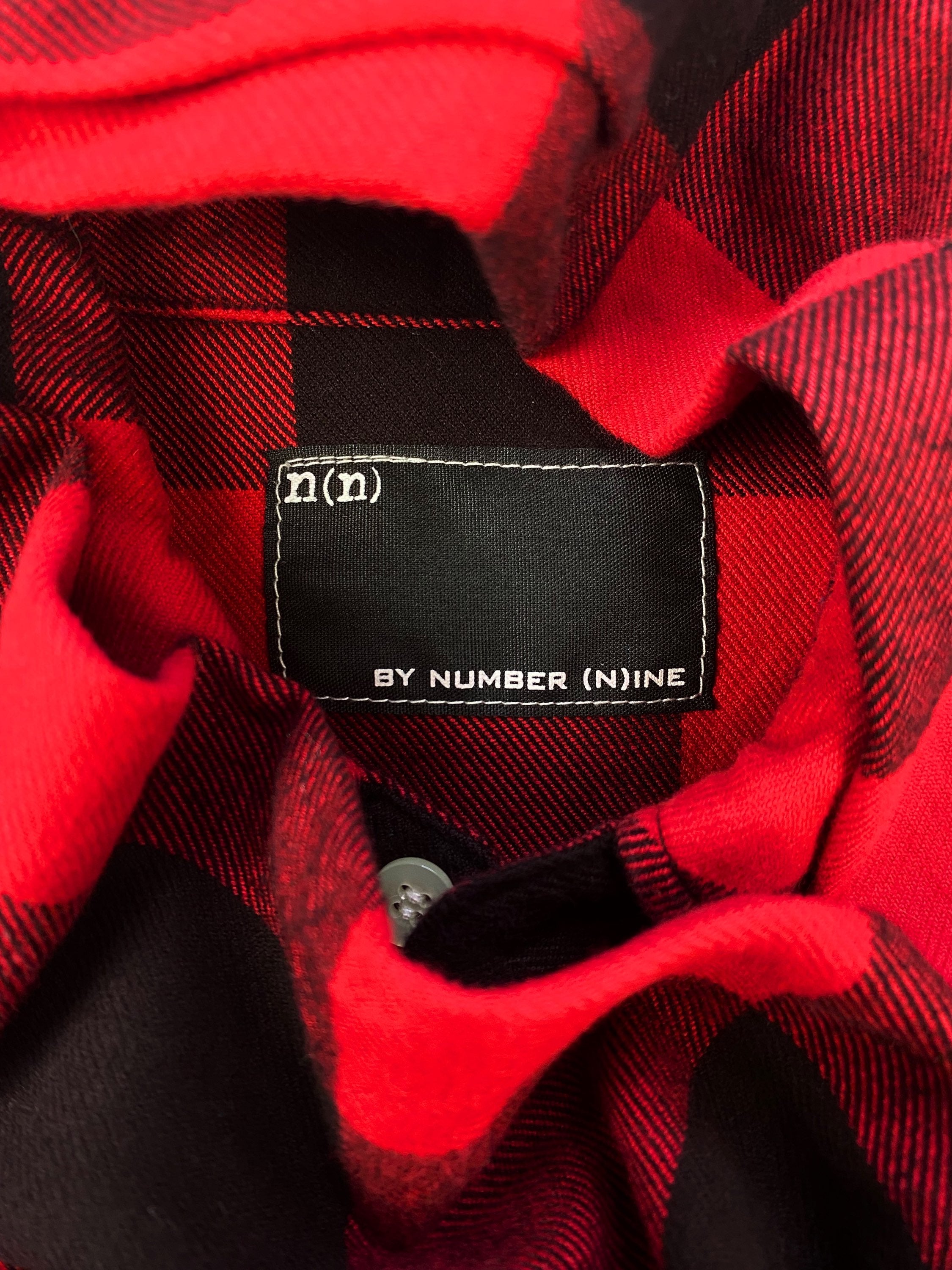 Number (N)ine Red Checkered Button Up Flannel Shirt