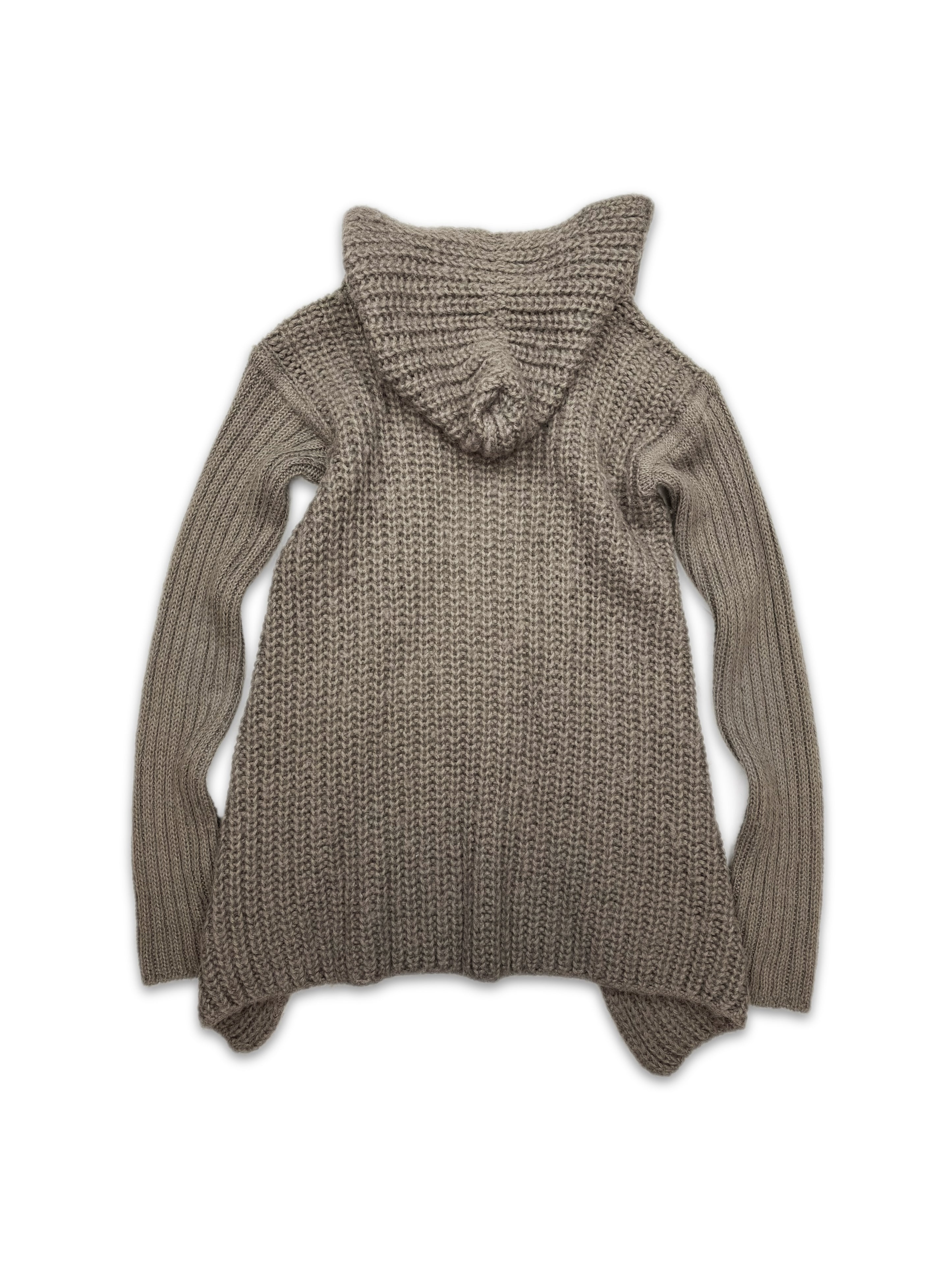 AW03 Rick Owens ‘Trucker’ Loose Gauge Beige Knit Hooded Sweater