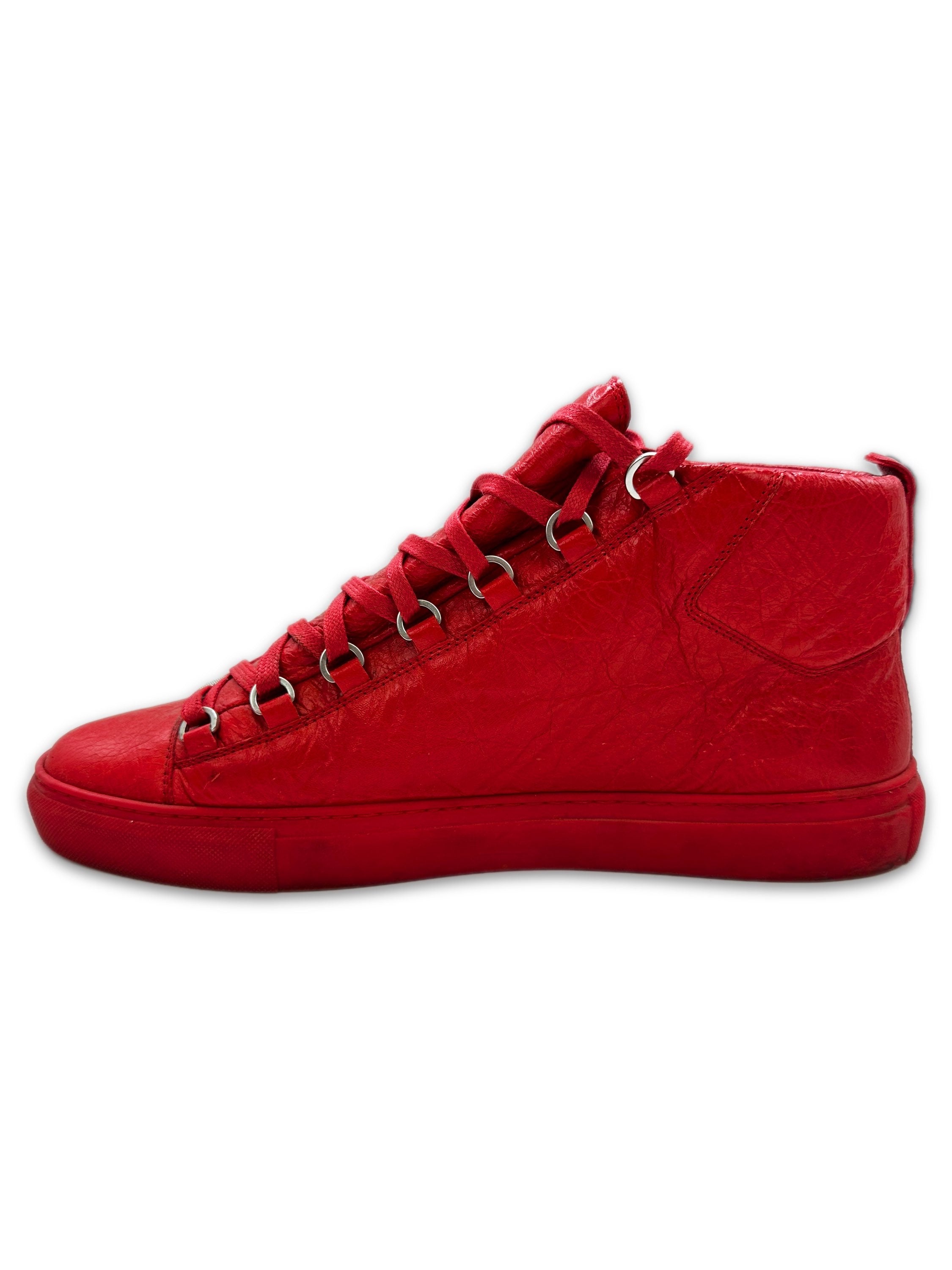 Balenciaga ‘Arena’ Cherry Red Leather Hi-top Sneakers