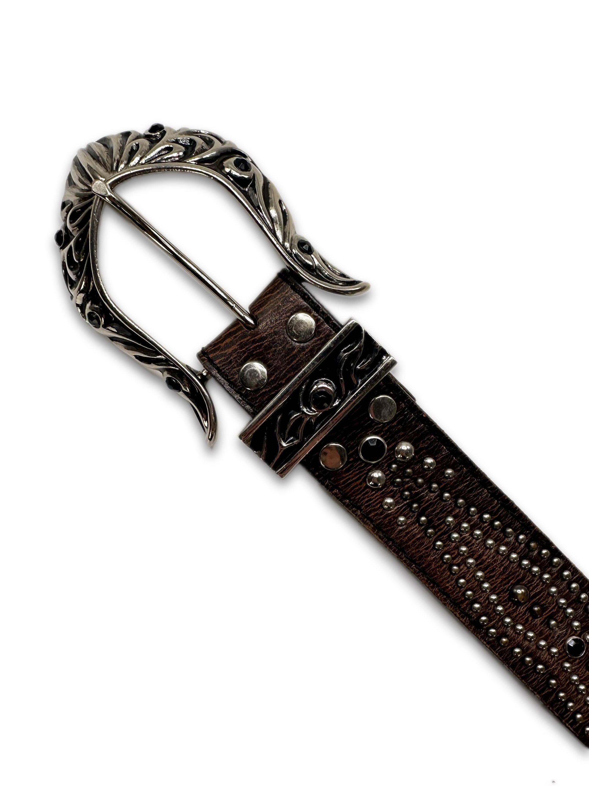 Tornado Mart Brown Leather Western Studded Belt