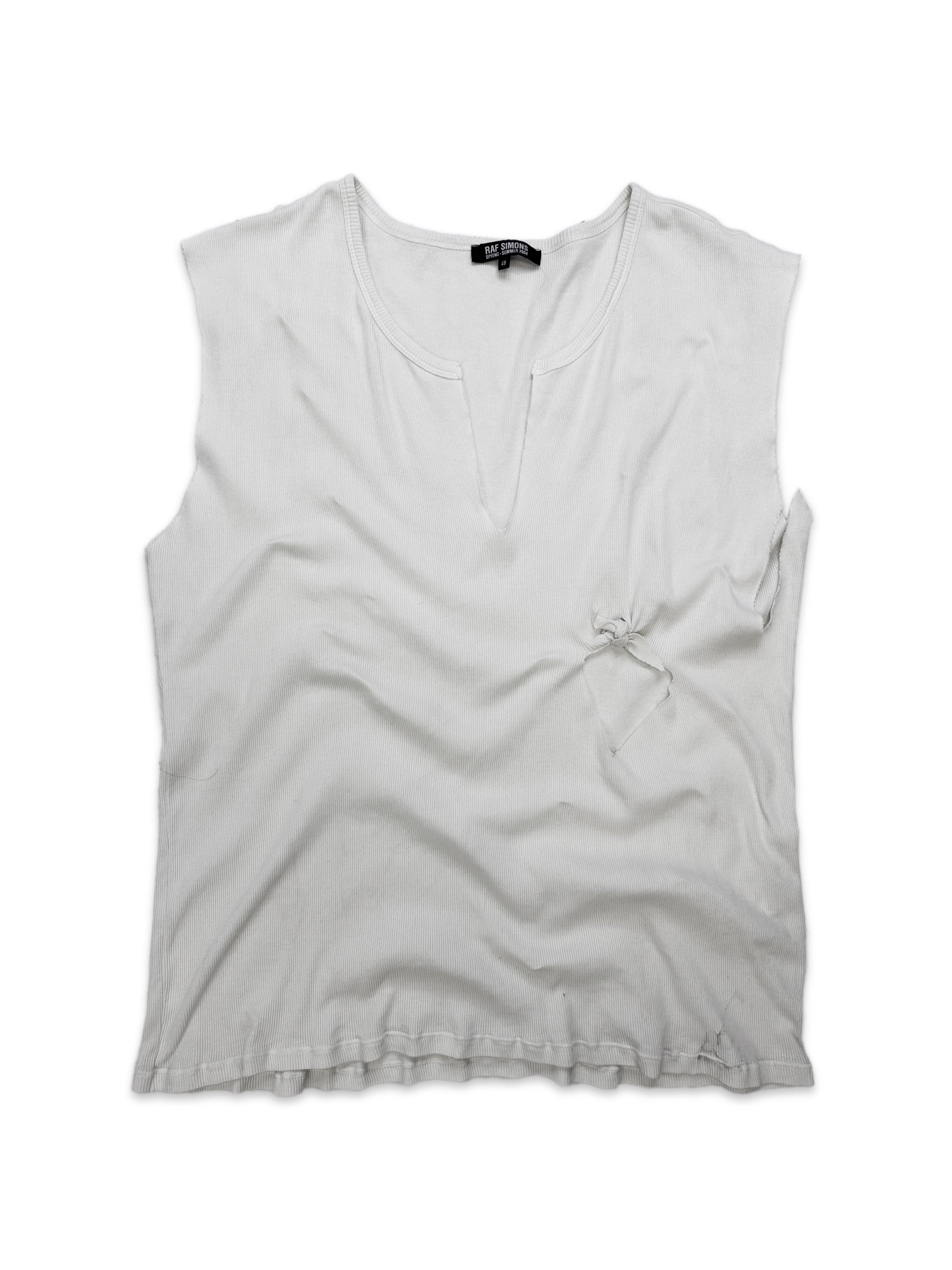 SS04 Raf Simons ‘MTCBU’ Ribbed Slashed Knot Oversized Tank-top