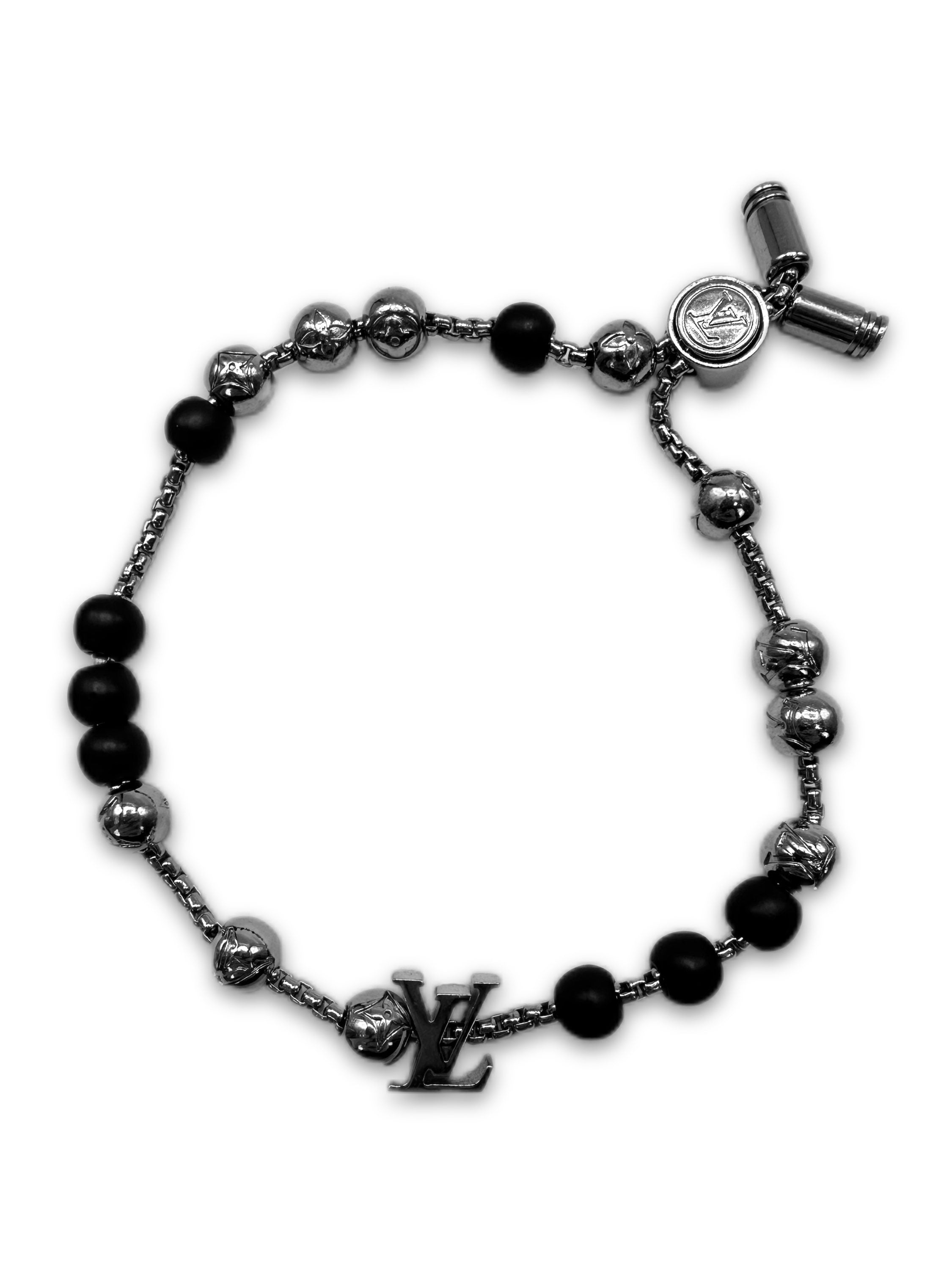 Louis Vuitton Silver LV Monogram ‘Beaded’ Bracelet