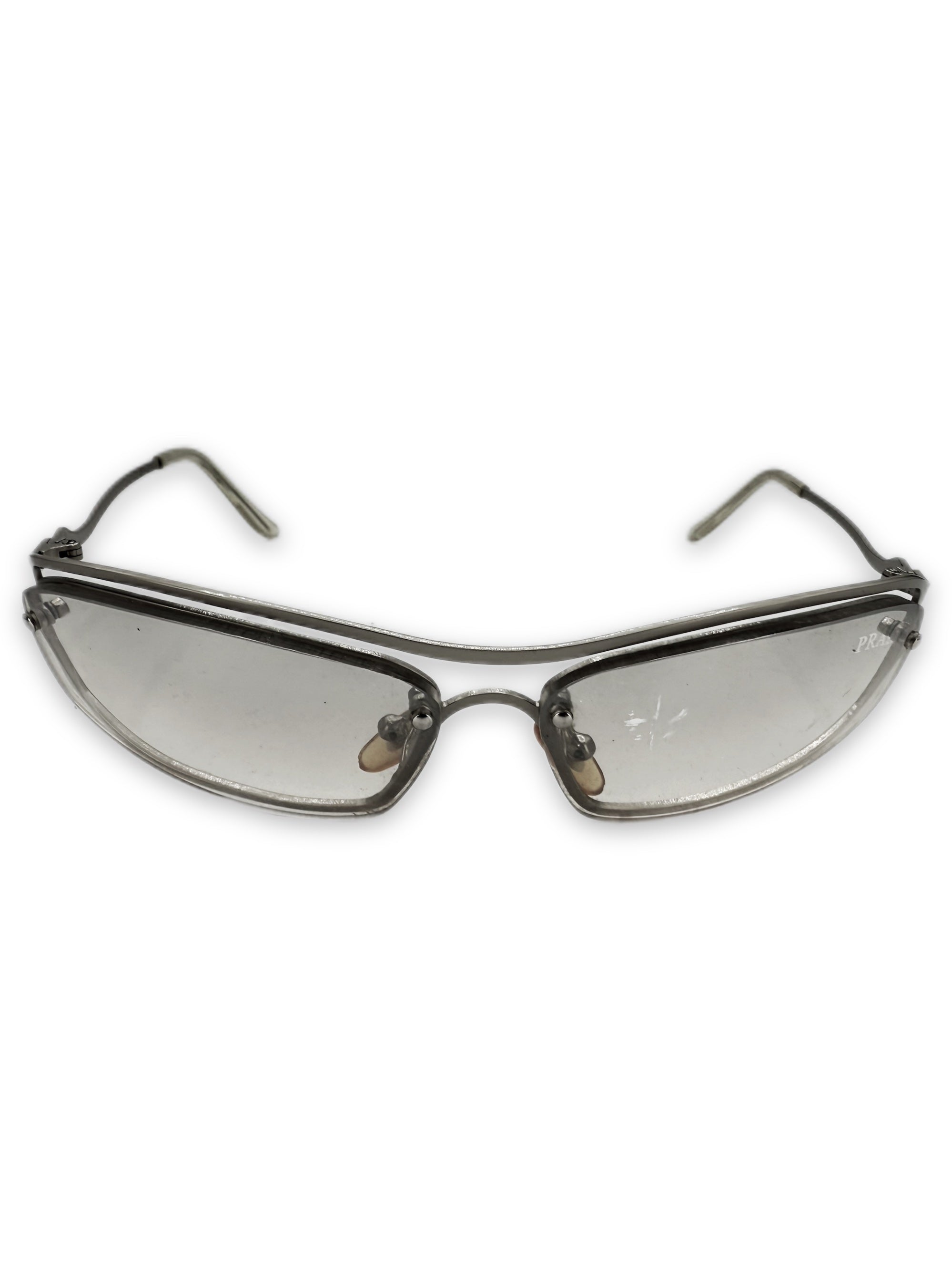 00s Prada Clear Tint Cut Out Lens Silver Sunglasses