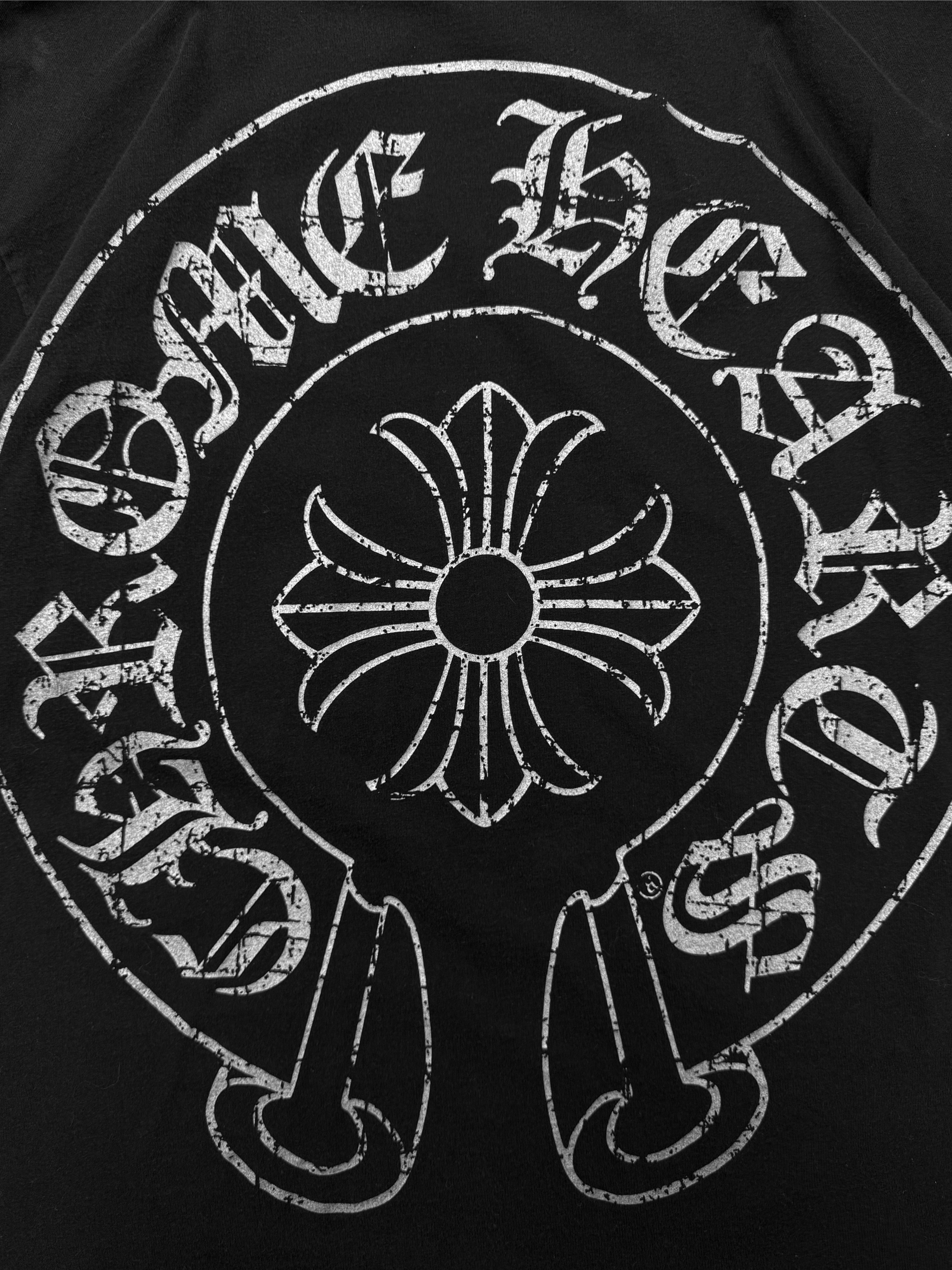 Chrome Hearts Silver Horse Shoe Logo Black T-Shirt