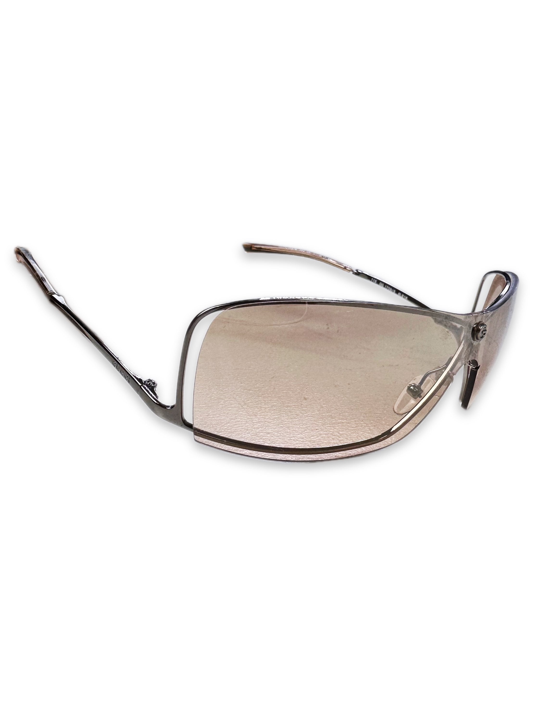 00s Gucci Upside Down Warm Tint Metallic Frame Sunglasses