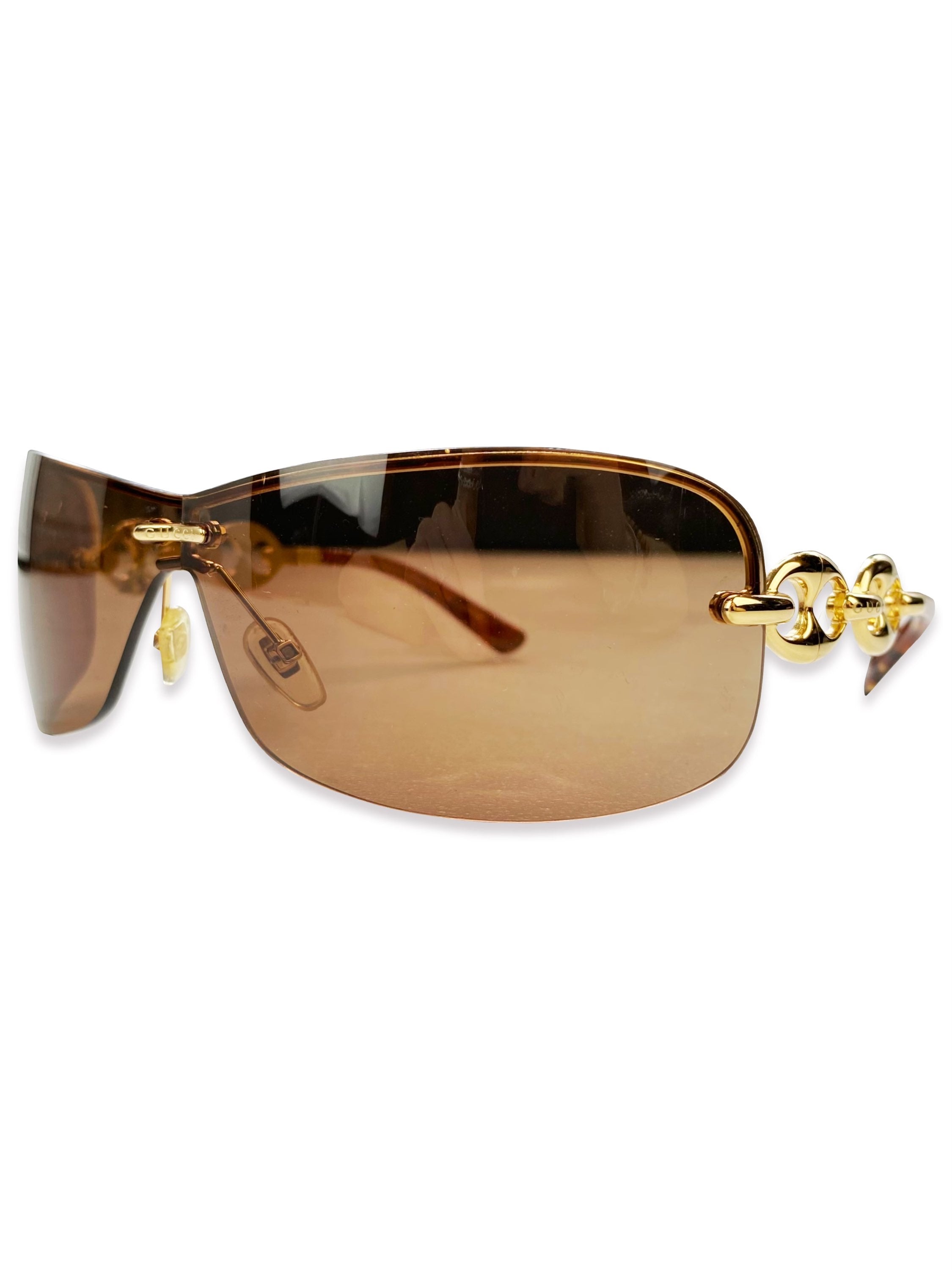 Gucci Gold Link Warm Tint Visor Sunglasses