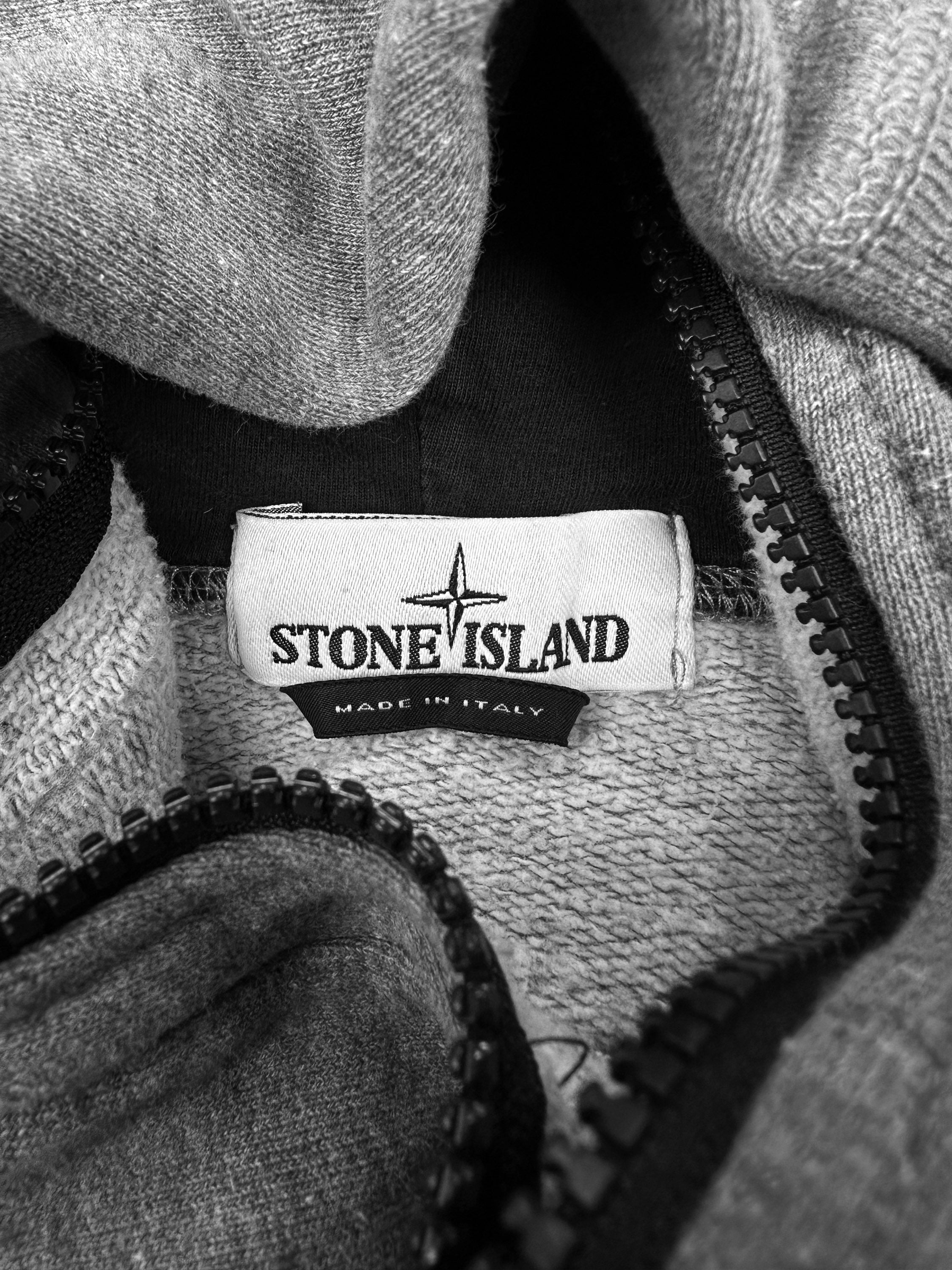 00s Stone Island ‘Compass’ Patch Full-zip Grey Hoodie