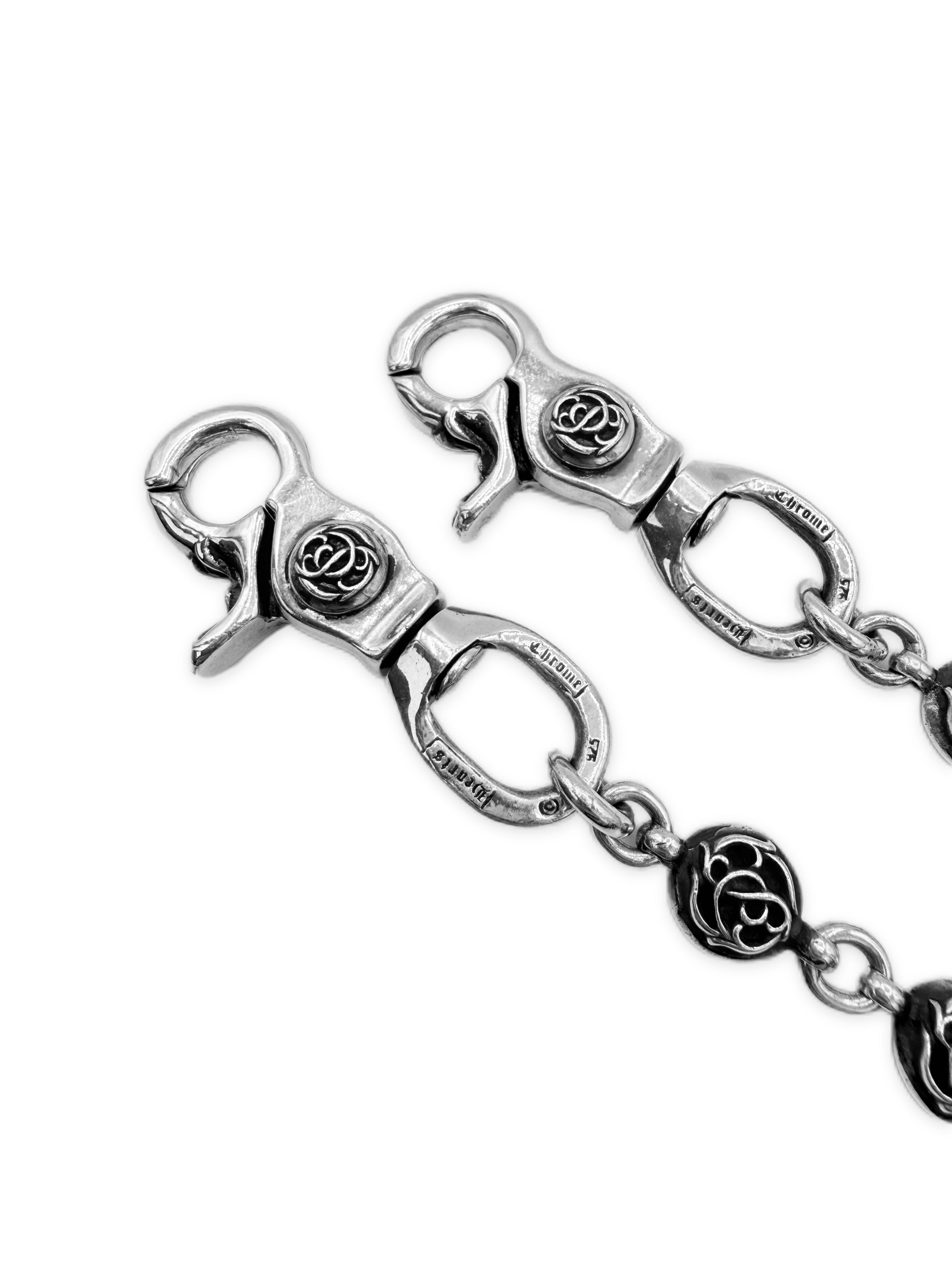 Chrome Hearts Dagger Pendant Floral Ball Double Lobster Silver Wallet Chain