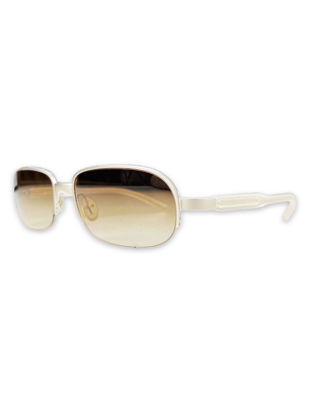 00s Prada Rounded Warm Tint Futuristic Sunglasses