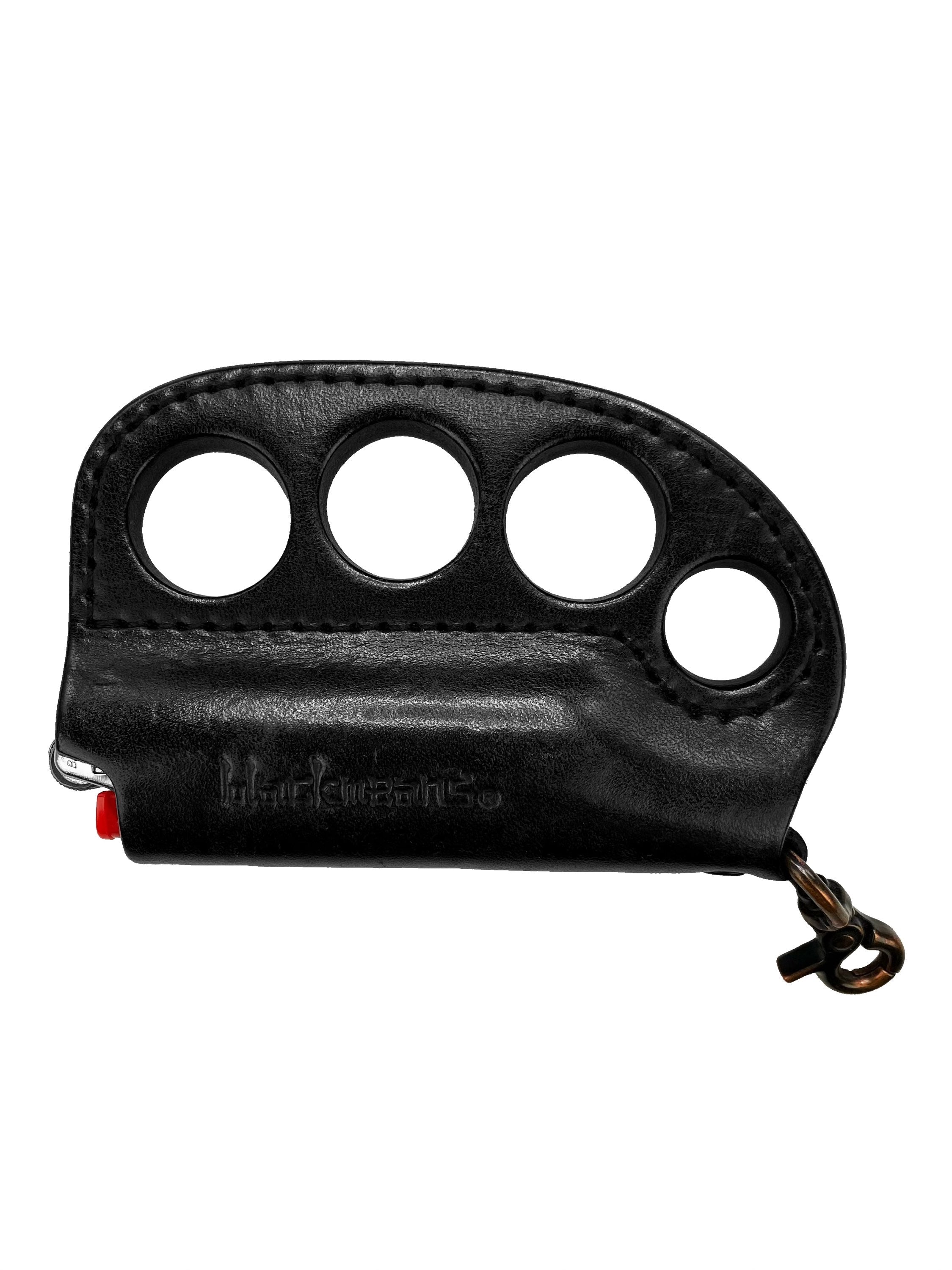 Blackmeans Leather Brass Knuckles Duster Lighter holder