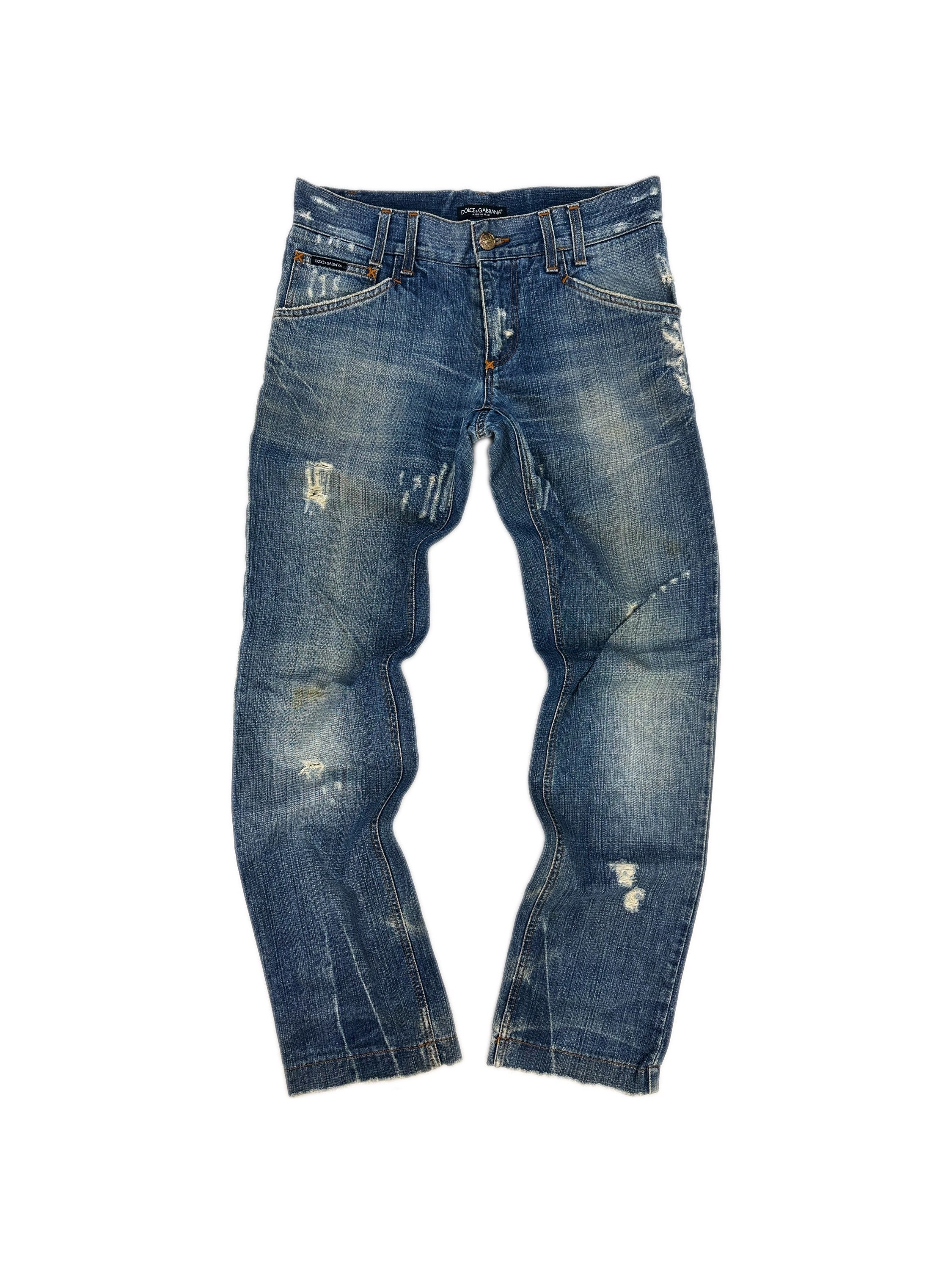 Dolce & Gabbana Distressed Bootcut Blue Denim