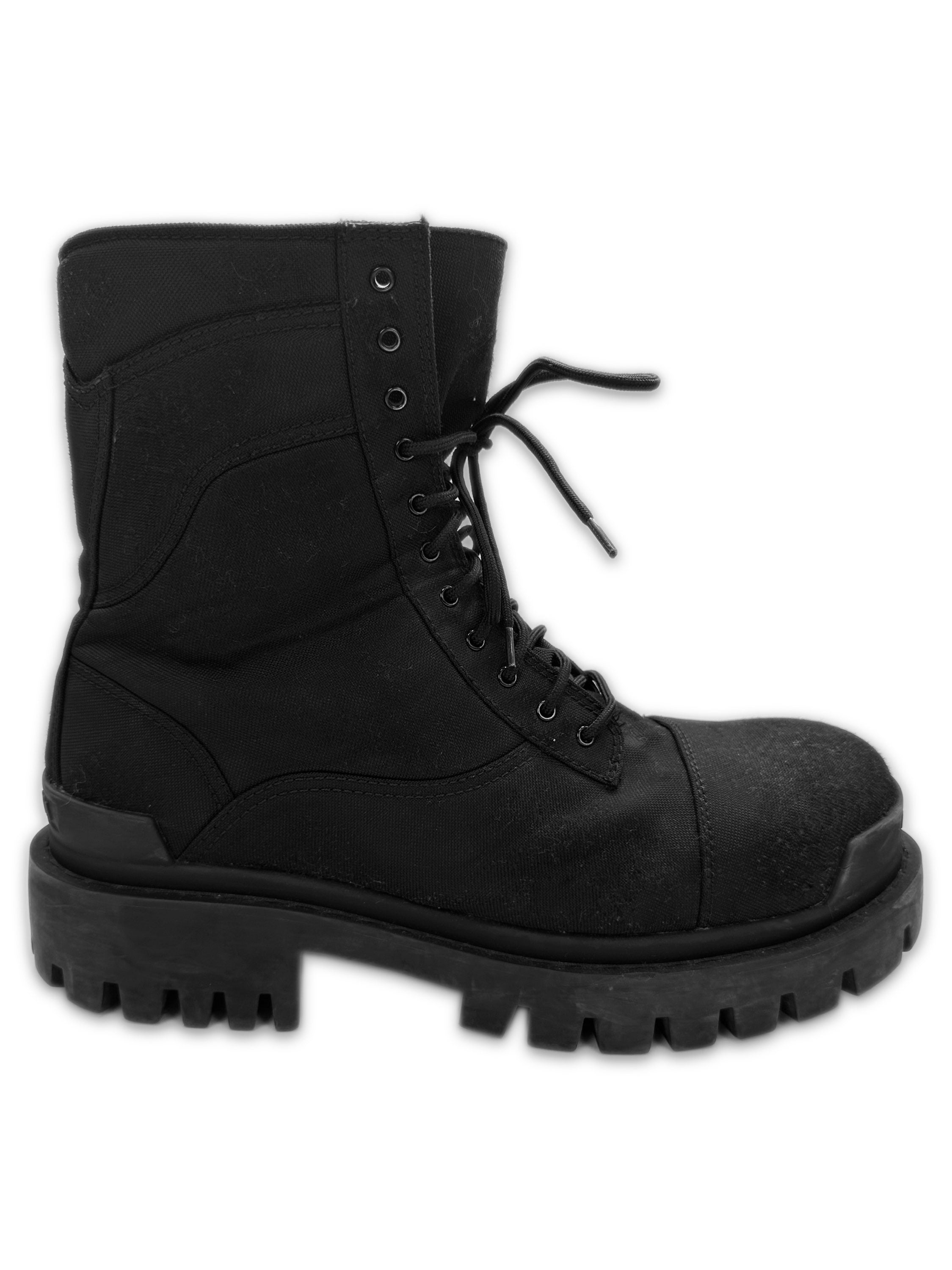Balenciaga Canvas ‘Strike’ Black Hi-top Combat Boots