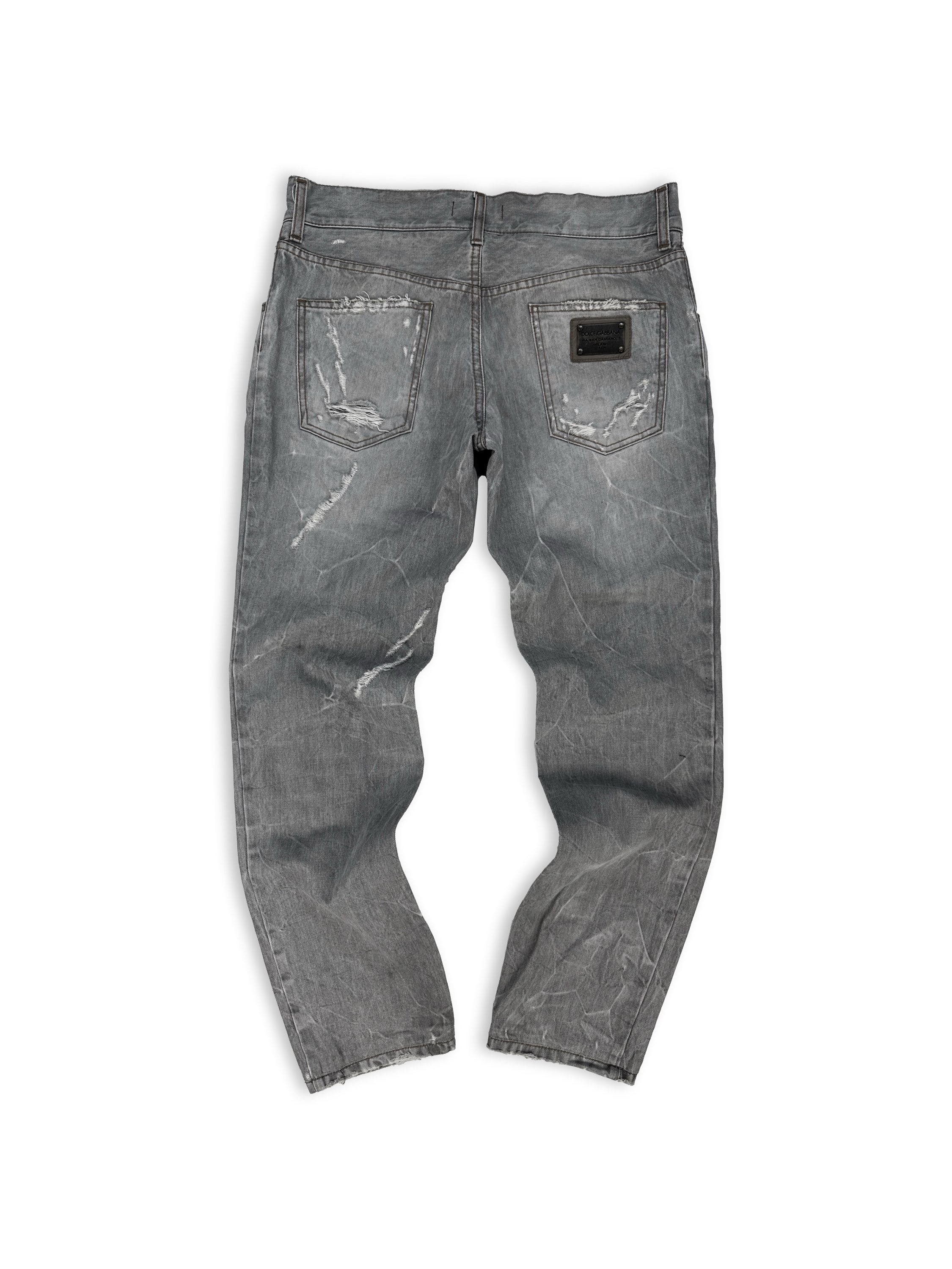 00s Dolce &amp; Gabbana ‘Distressed’ Boot Cut Grey Denim