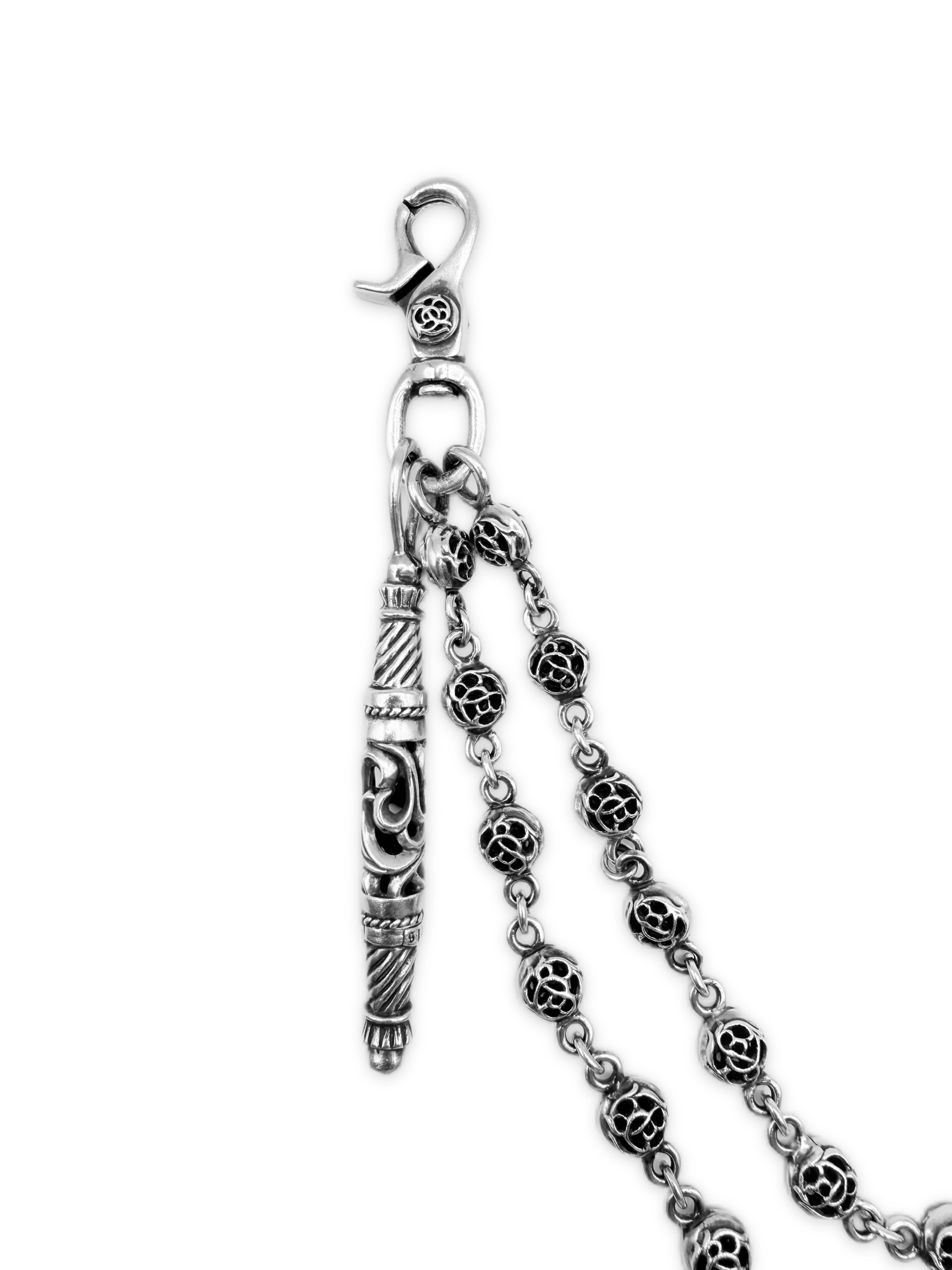 Chrome Hearts Double Floral Scroll Pendant Lobster Clasp Wallet Chain