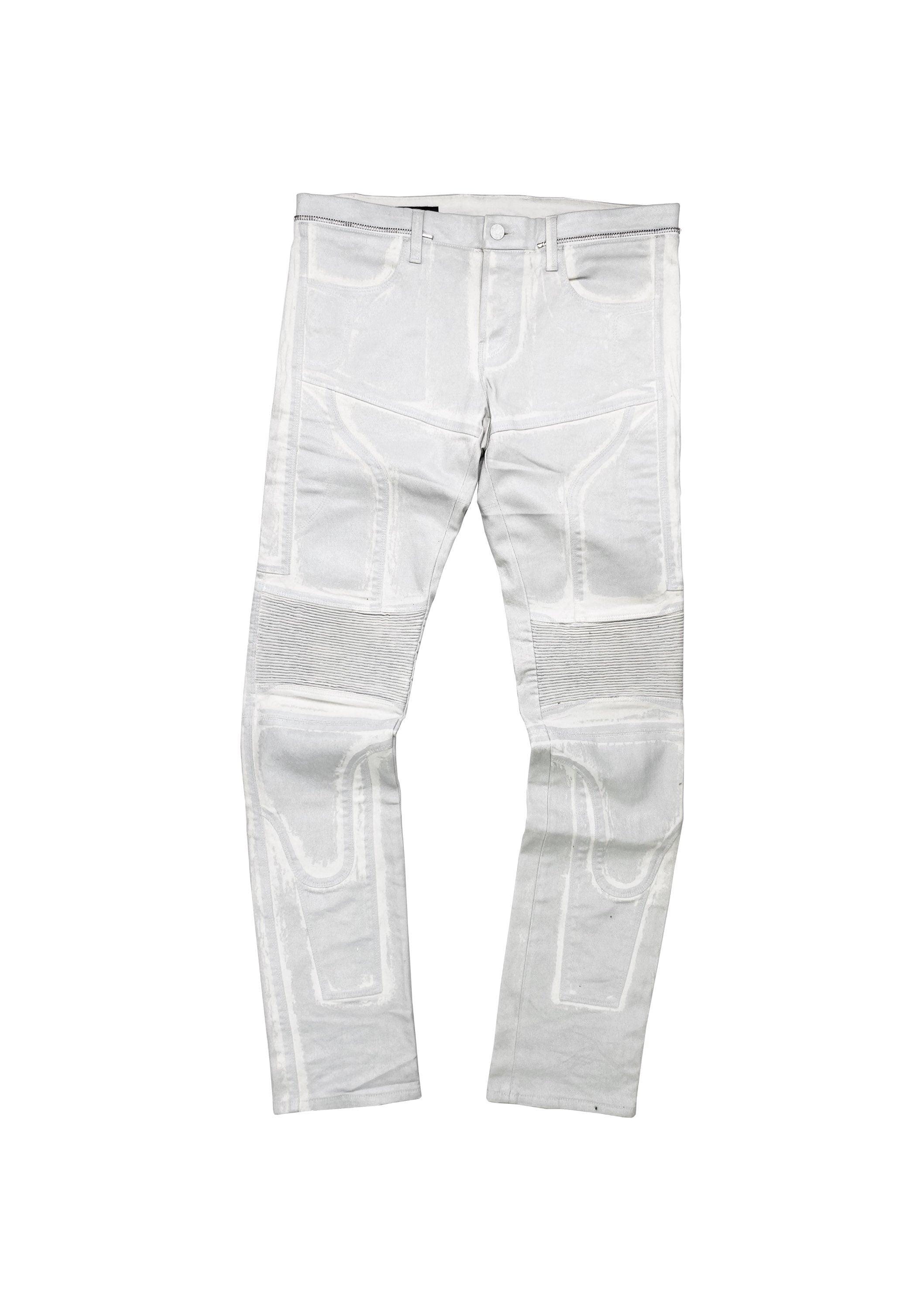 00’s Gucci by Tom Ford Ribbed White Waxed Biker Denim