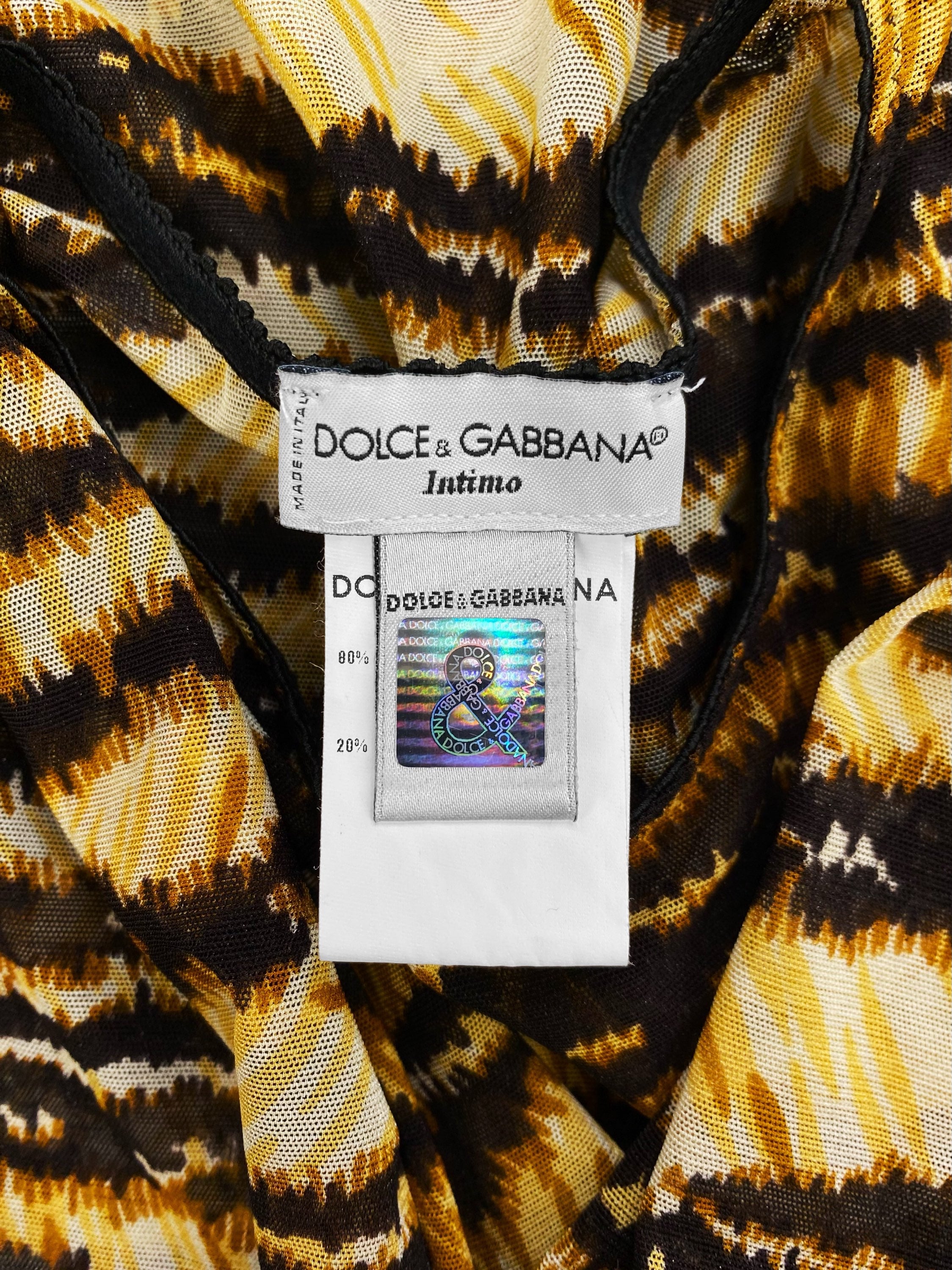 2000’s Dolce &amp; Gabbana Mesh Tiger Print Skin Fitting Longsleeve Shirt