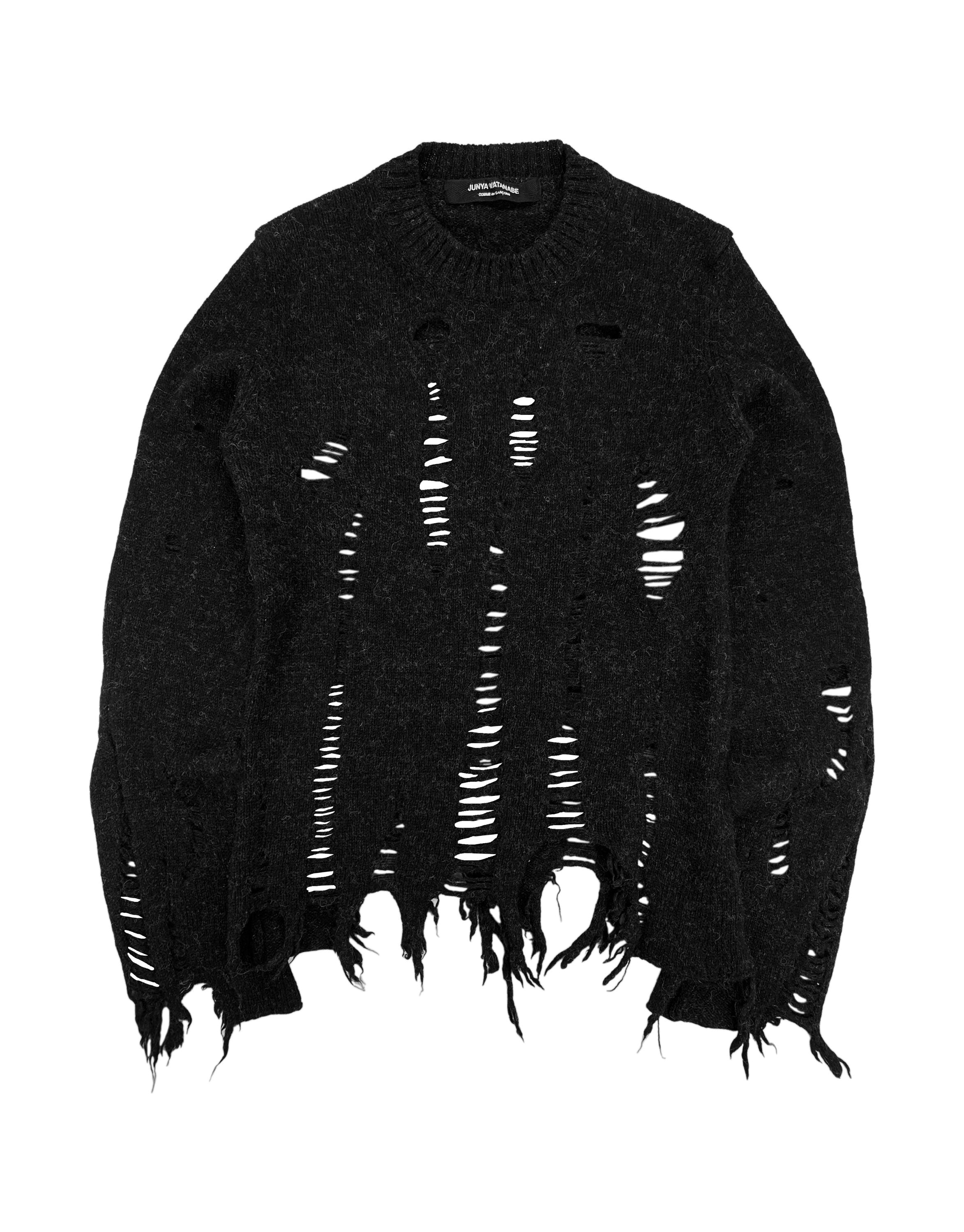 FW03 Junya Watanabe Thrashed Wool Knit Distressed Sweater