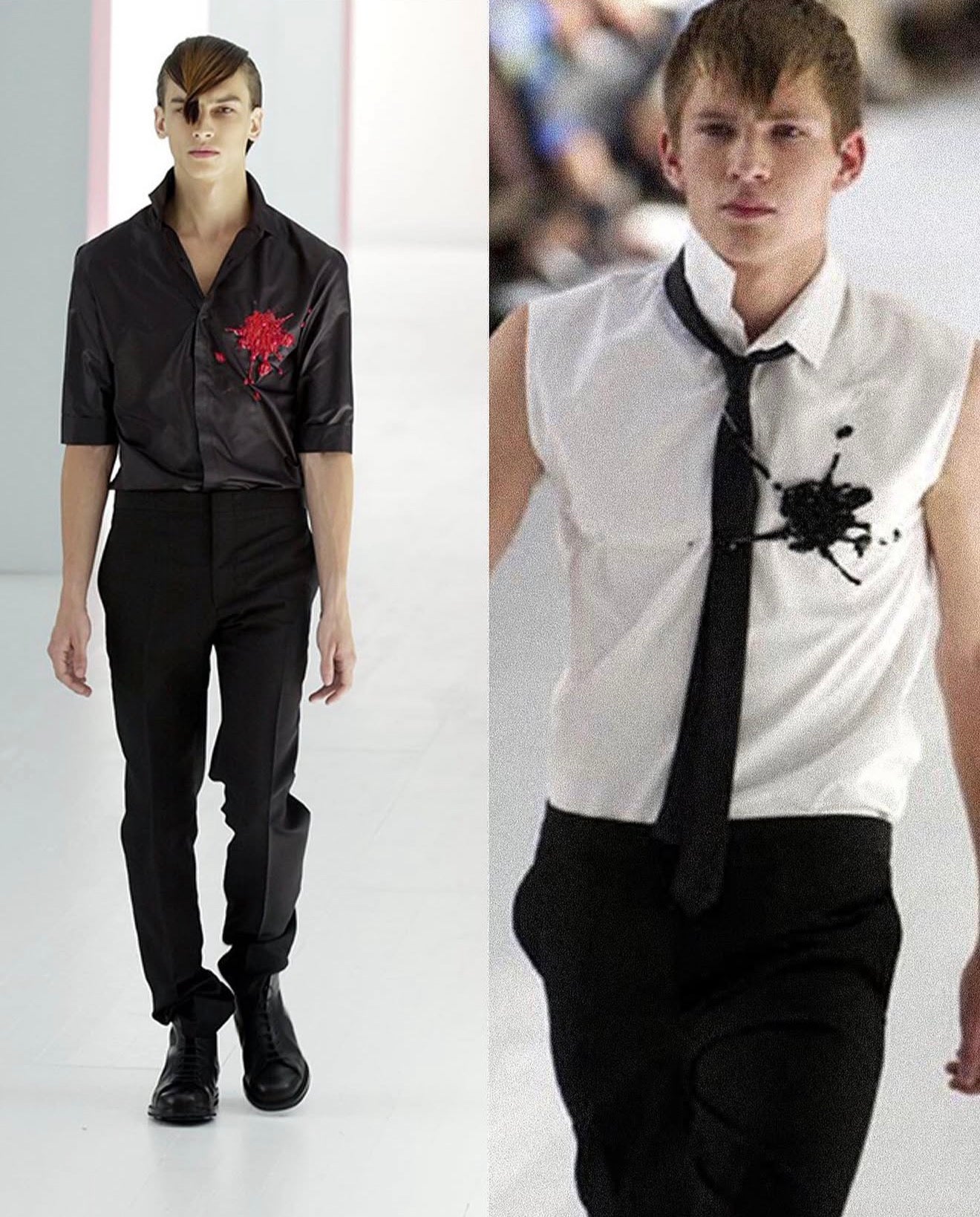 SS02 Dior Homme ‘Blood Wound’ Hedi Slimane Boys Don’t Cry White Beaded Tank Top