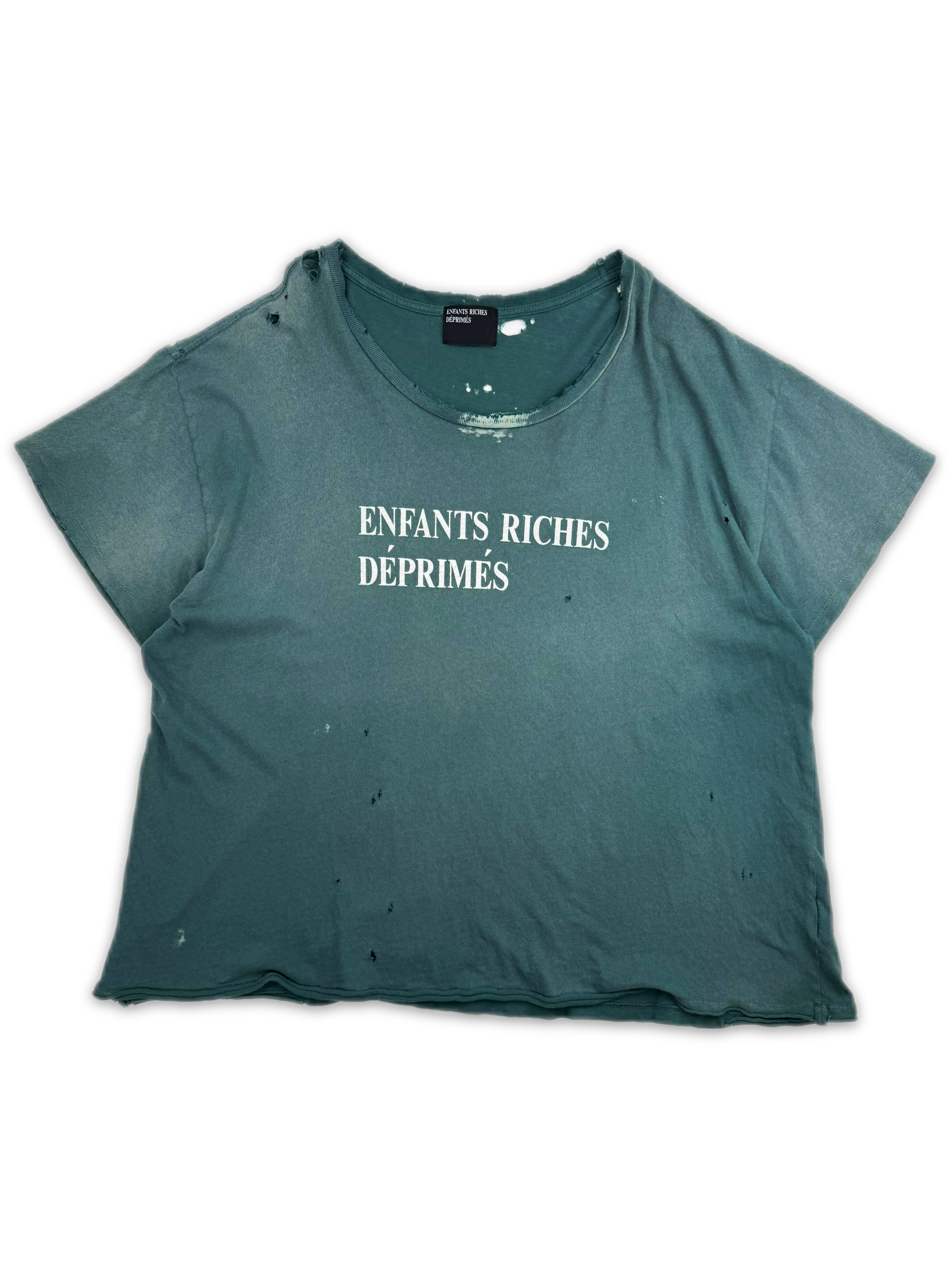 Enfants Riches Deprimes Teal Logo Distressed Graphic TShirt