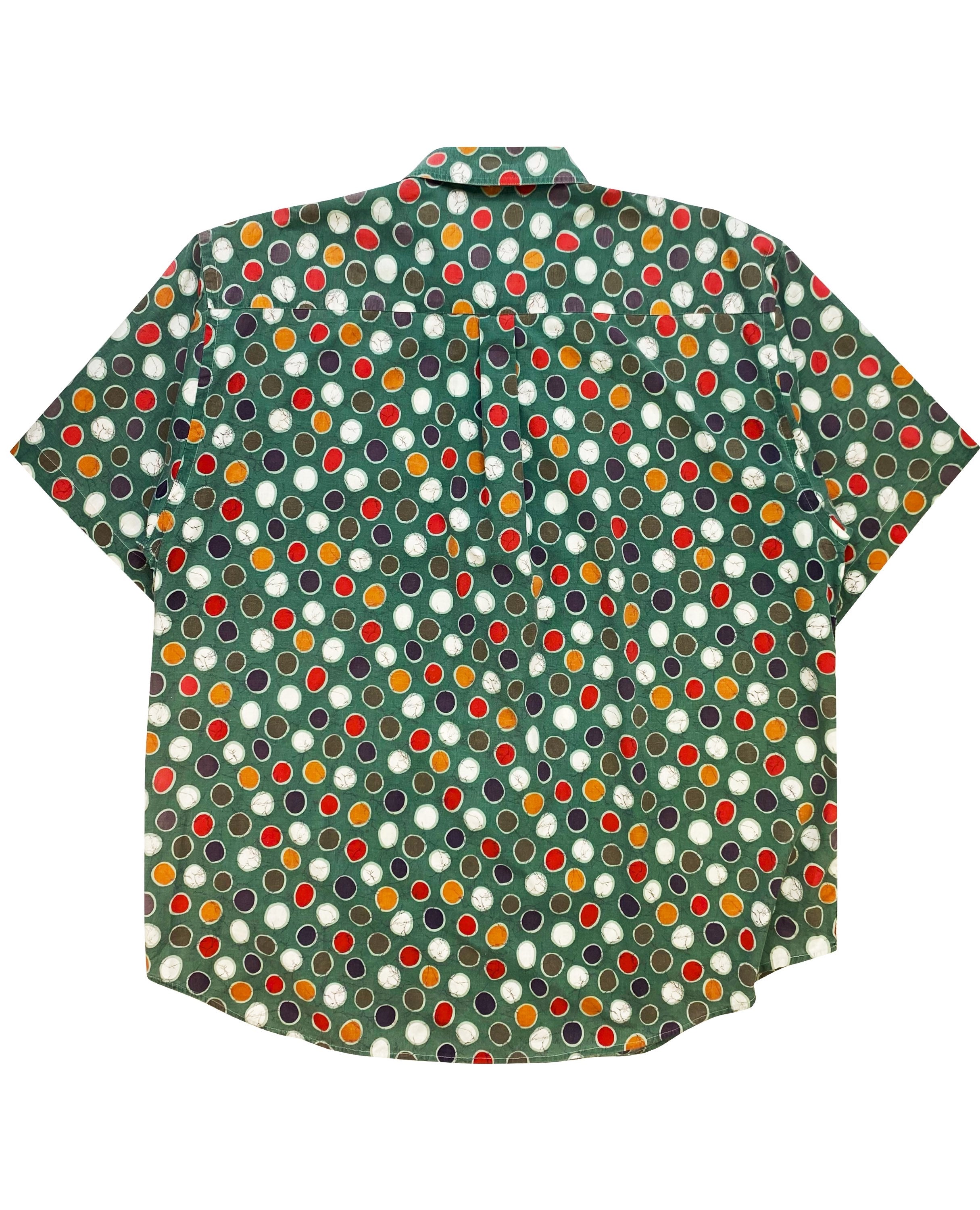 90’s Dior Abstract Full Print Collared Emerald Green Button Up Shirt