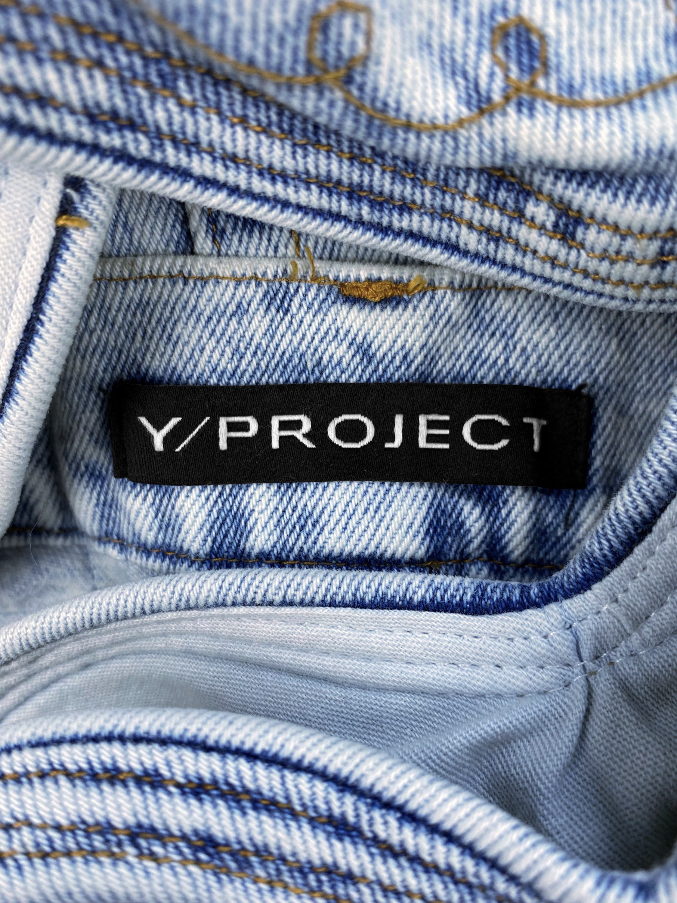 AW21 Y/Project Cowboy Cuff Acid Wash Bootcut Denim Jeans