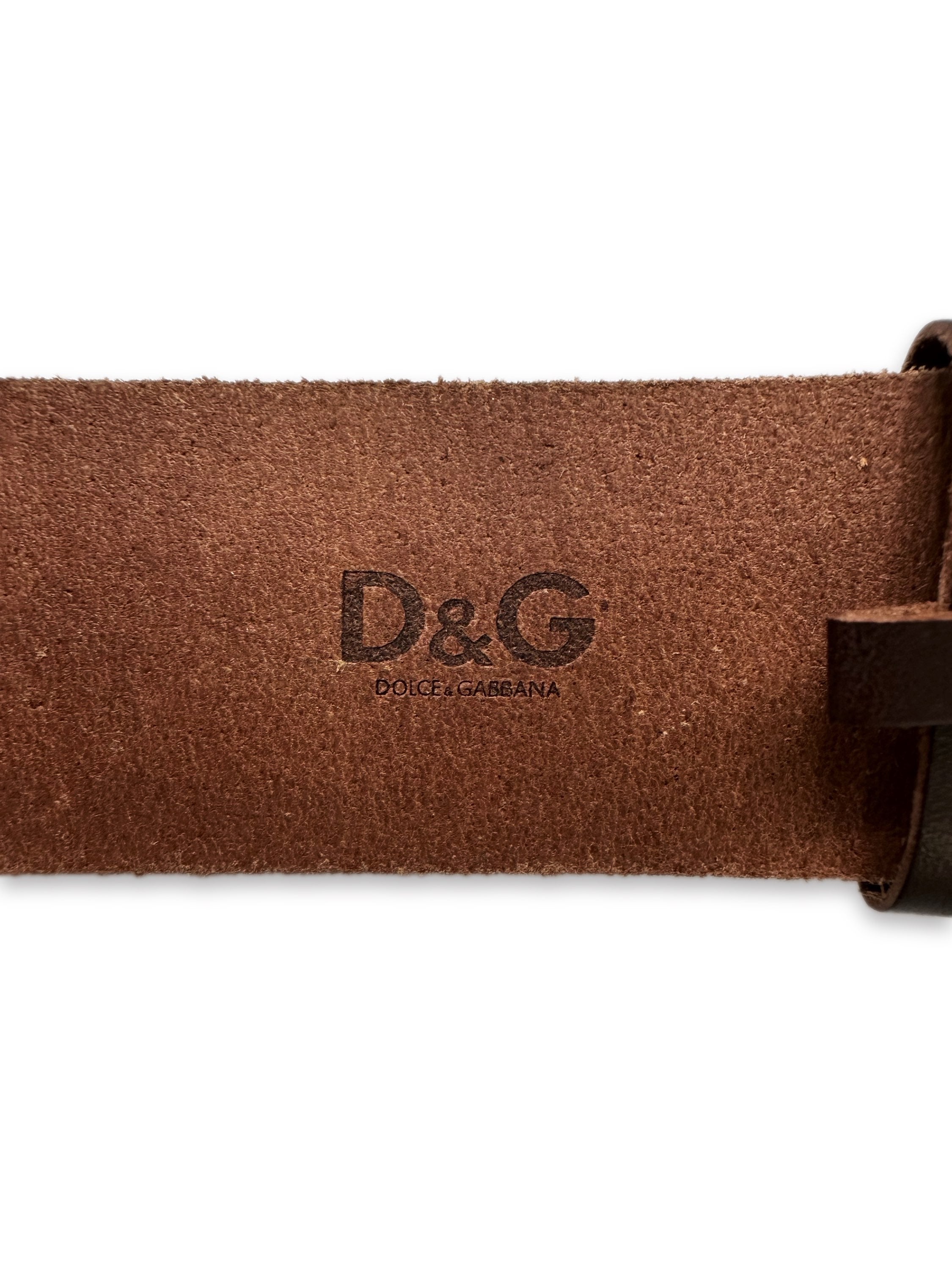 00s Dolce & Gabbana Brown Leather Buckle Belt Bracelet