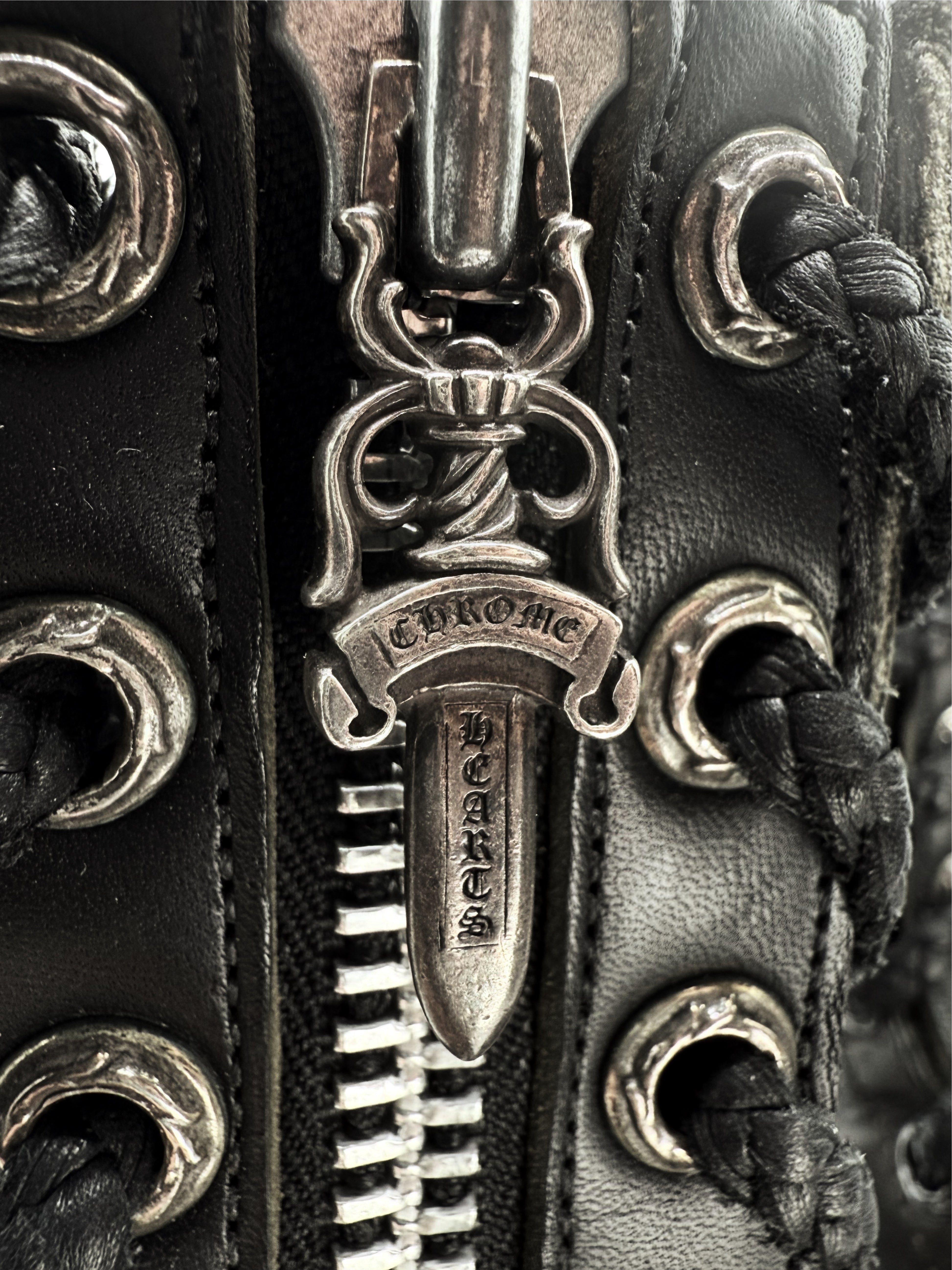 Chrome Hearts x Wesco Front Dagger Zip Leather Fireman Boots