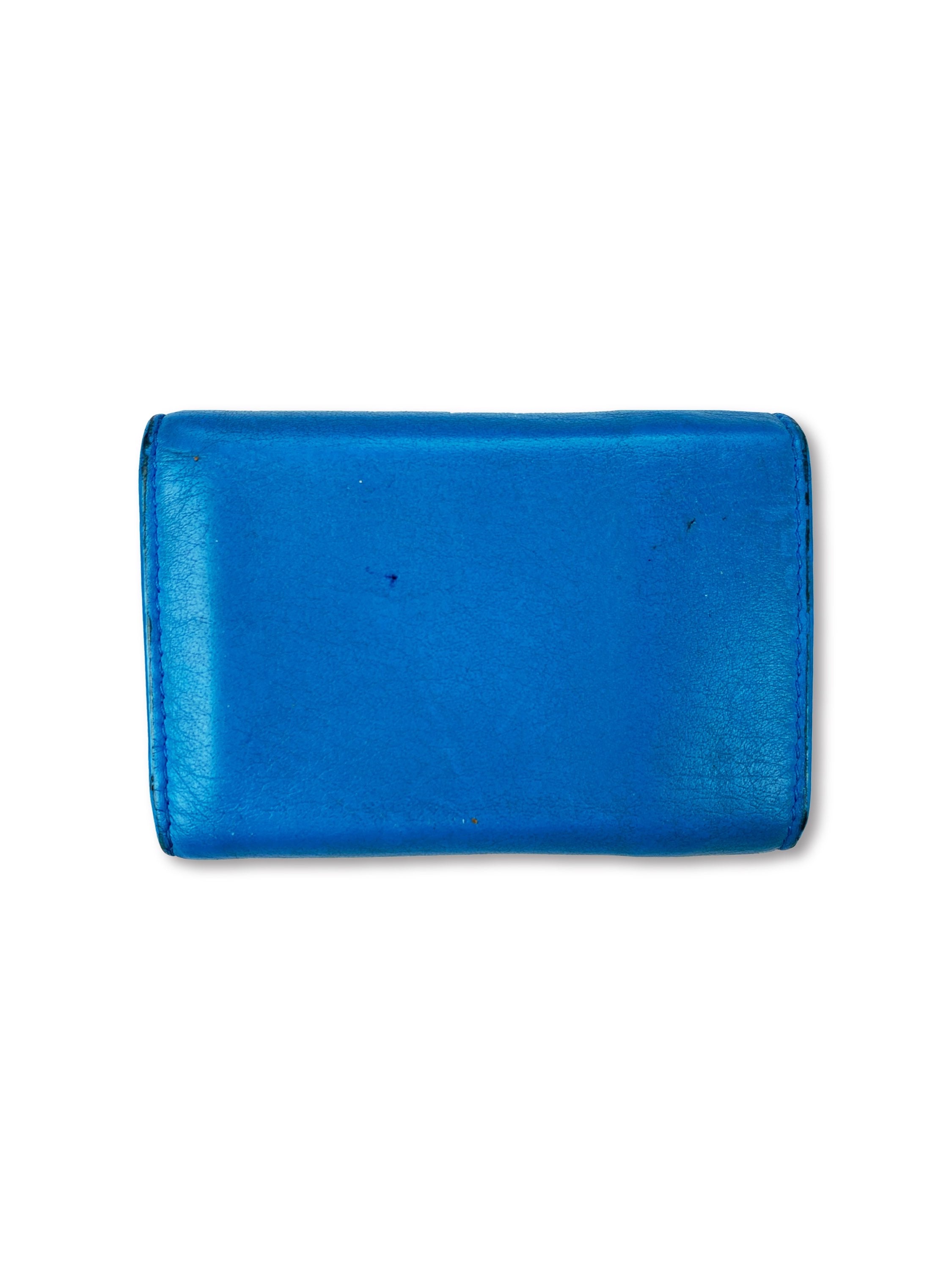 Balenciaga Electric Blue Embossed Logo Trifold Wallet