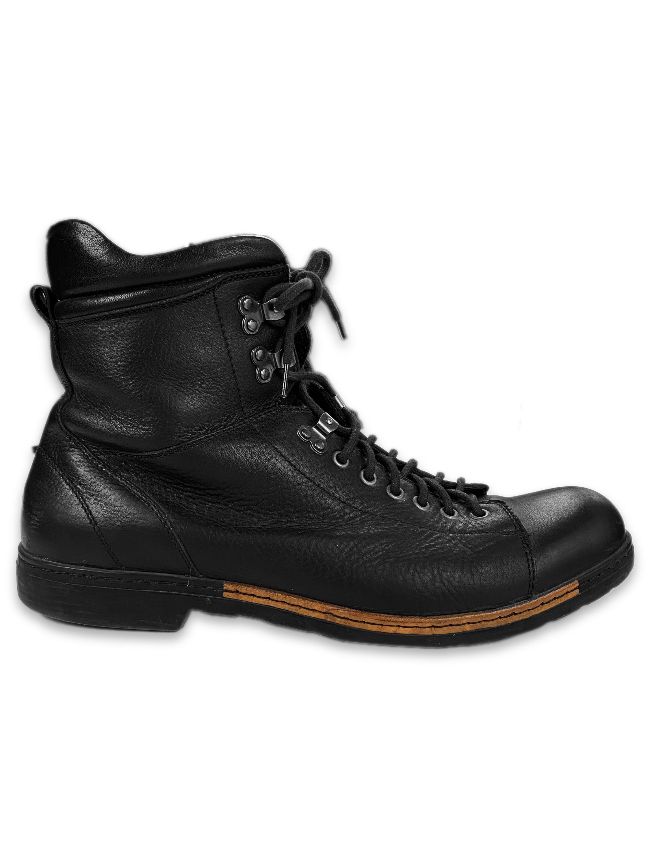 00s Dolce &amp; Gabbana Black Calfskin Leather Combat Boots