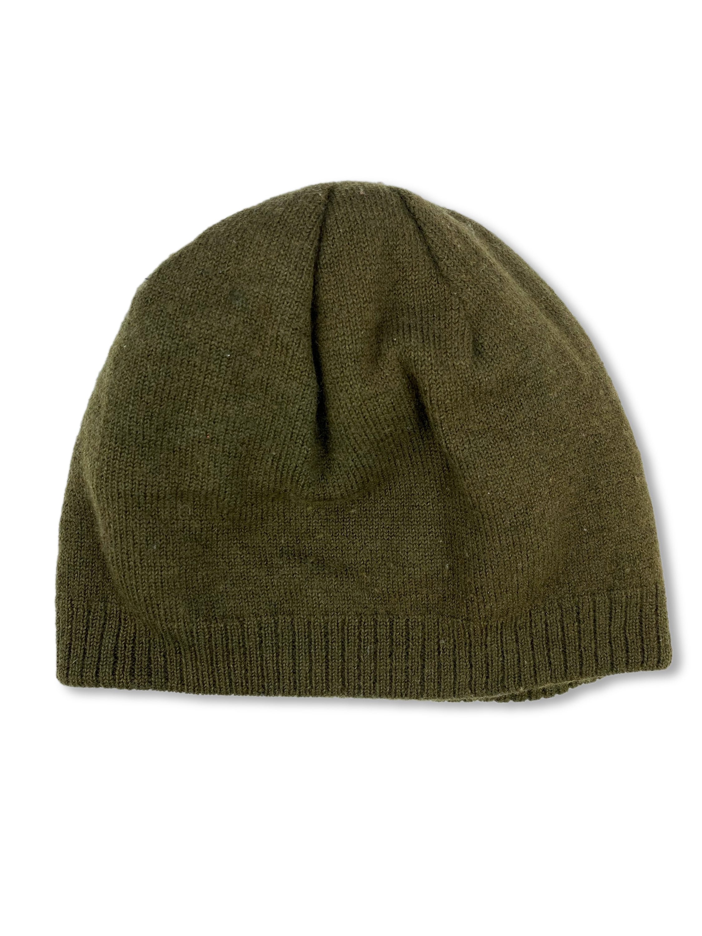 Yohji Yamamoto Y-3 Olive Green Logo Knitted Skull Cap Beanie