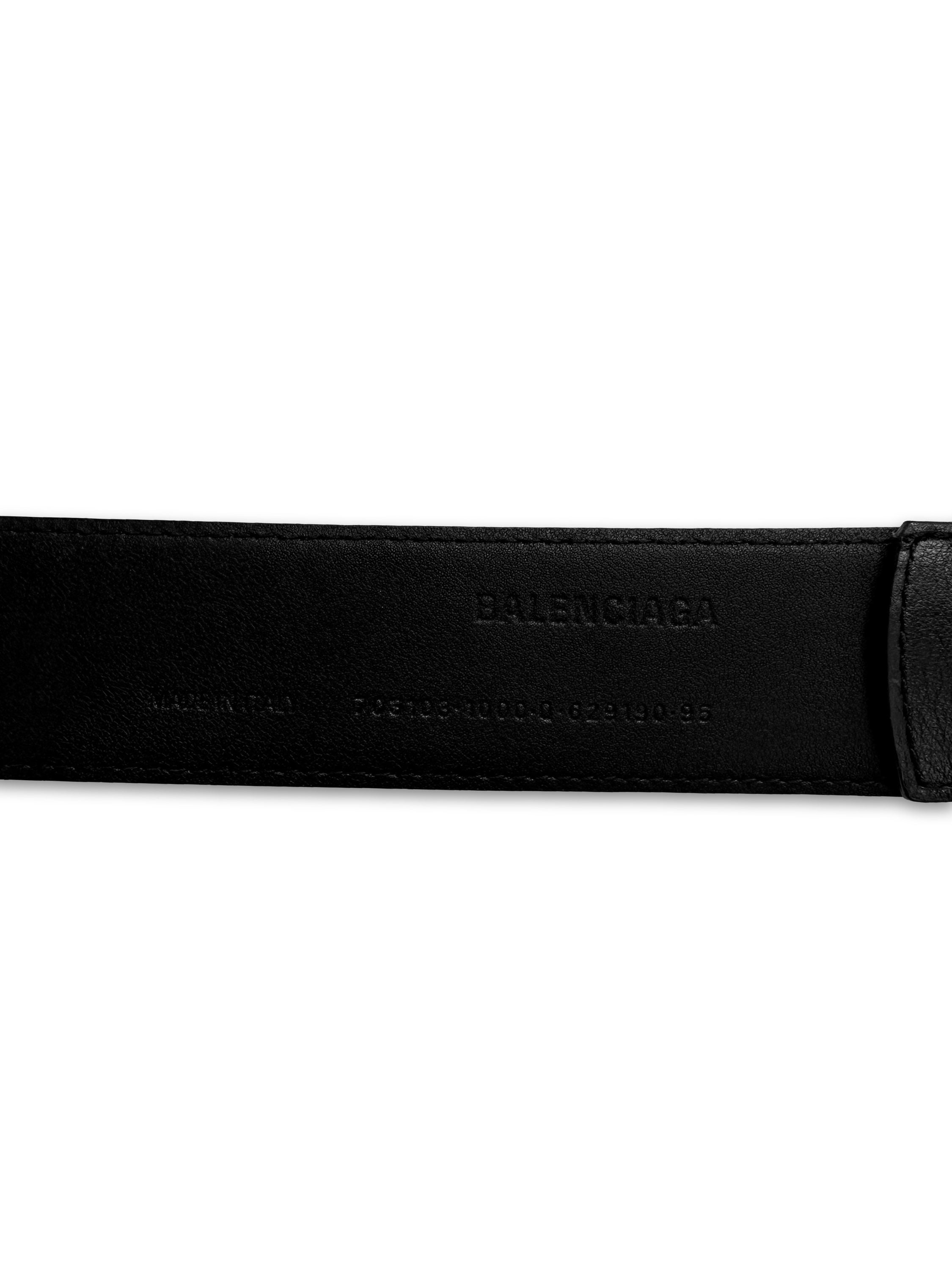 AW22 Balenciaga ‘Lost Tape’ BB Silver Buckle Leather Belt